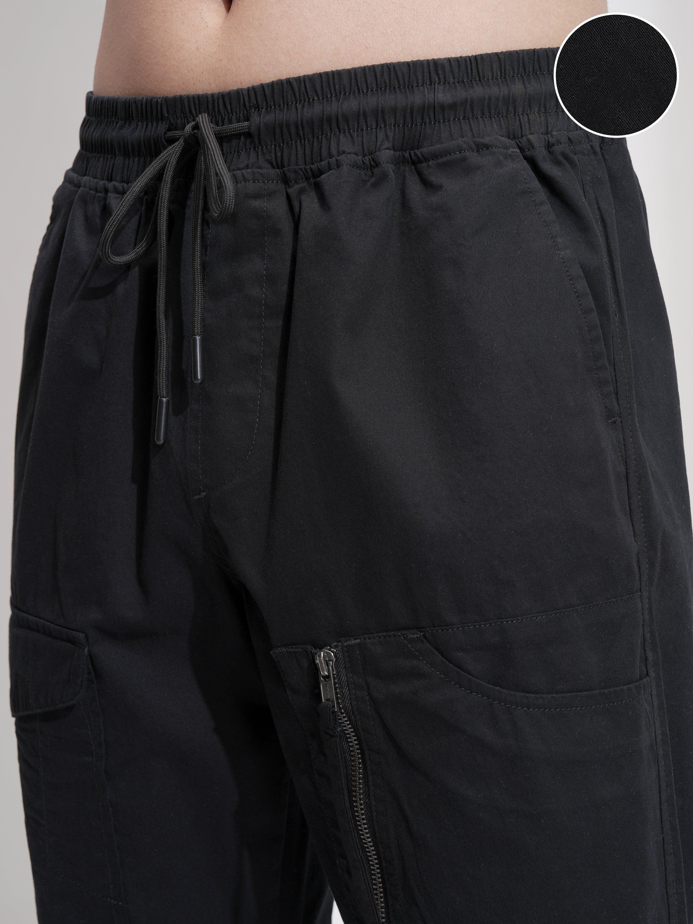 Highlander Men Black Straight Fit Solid Cargo - Black - Image 5