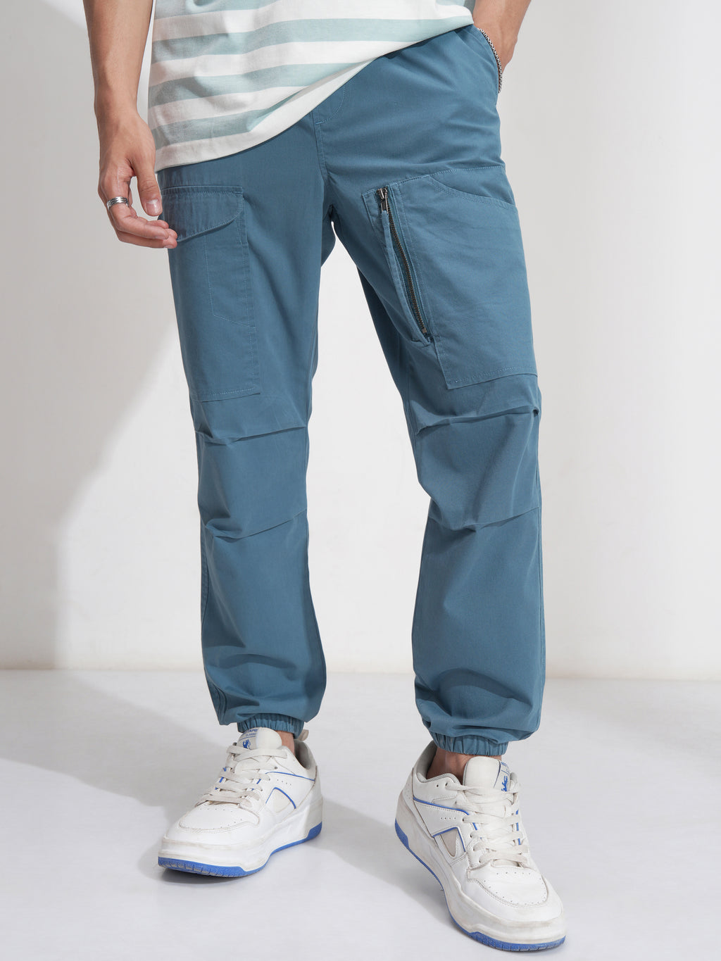 Highlander Men Blue Straight Fit Solid Cargo - Blue - Image 1