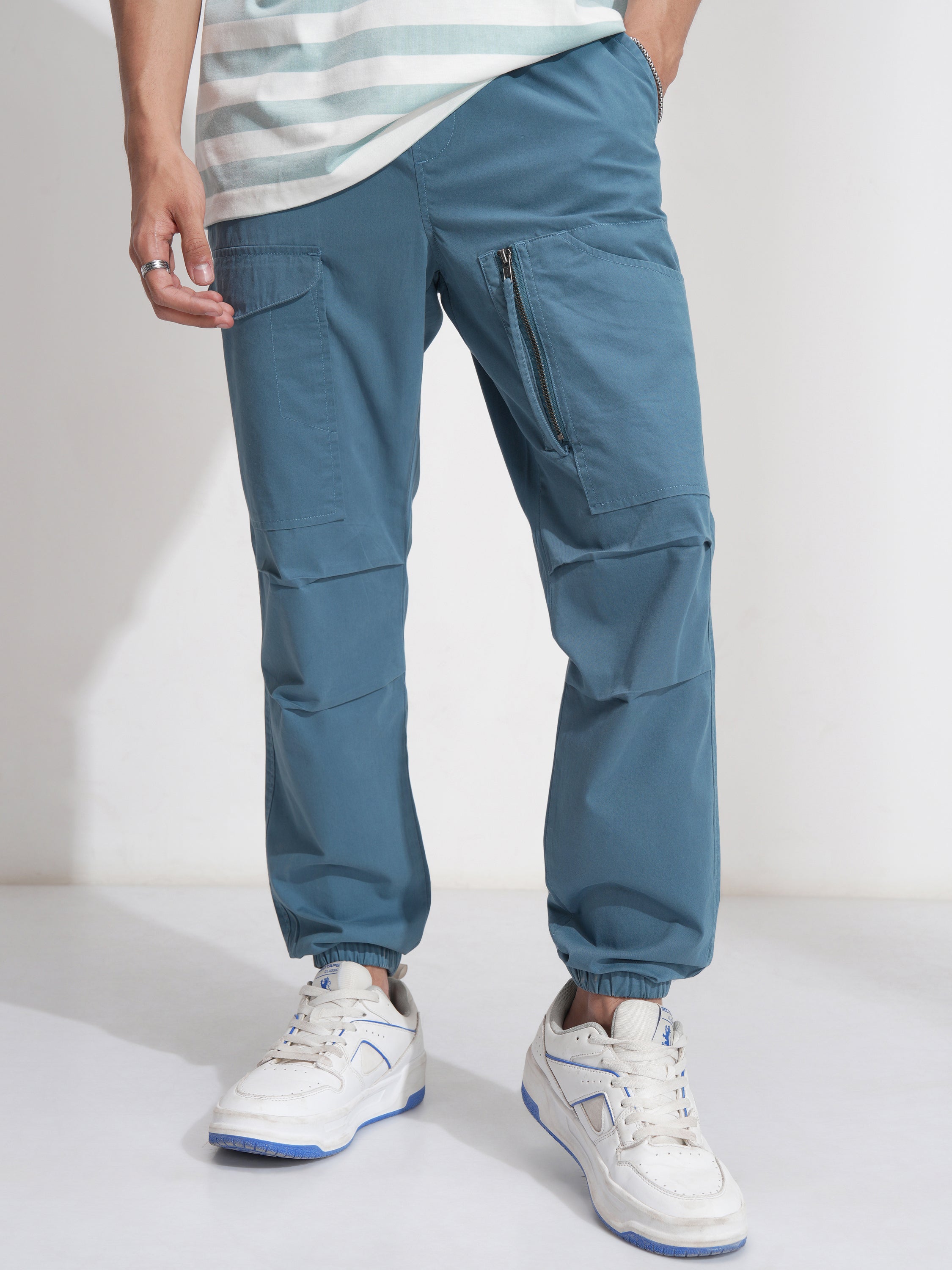 Highlander Men Blue Straight Fit Solid Cargo - Blue - Image 1