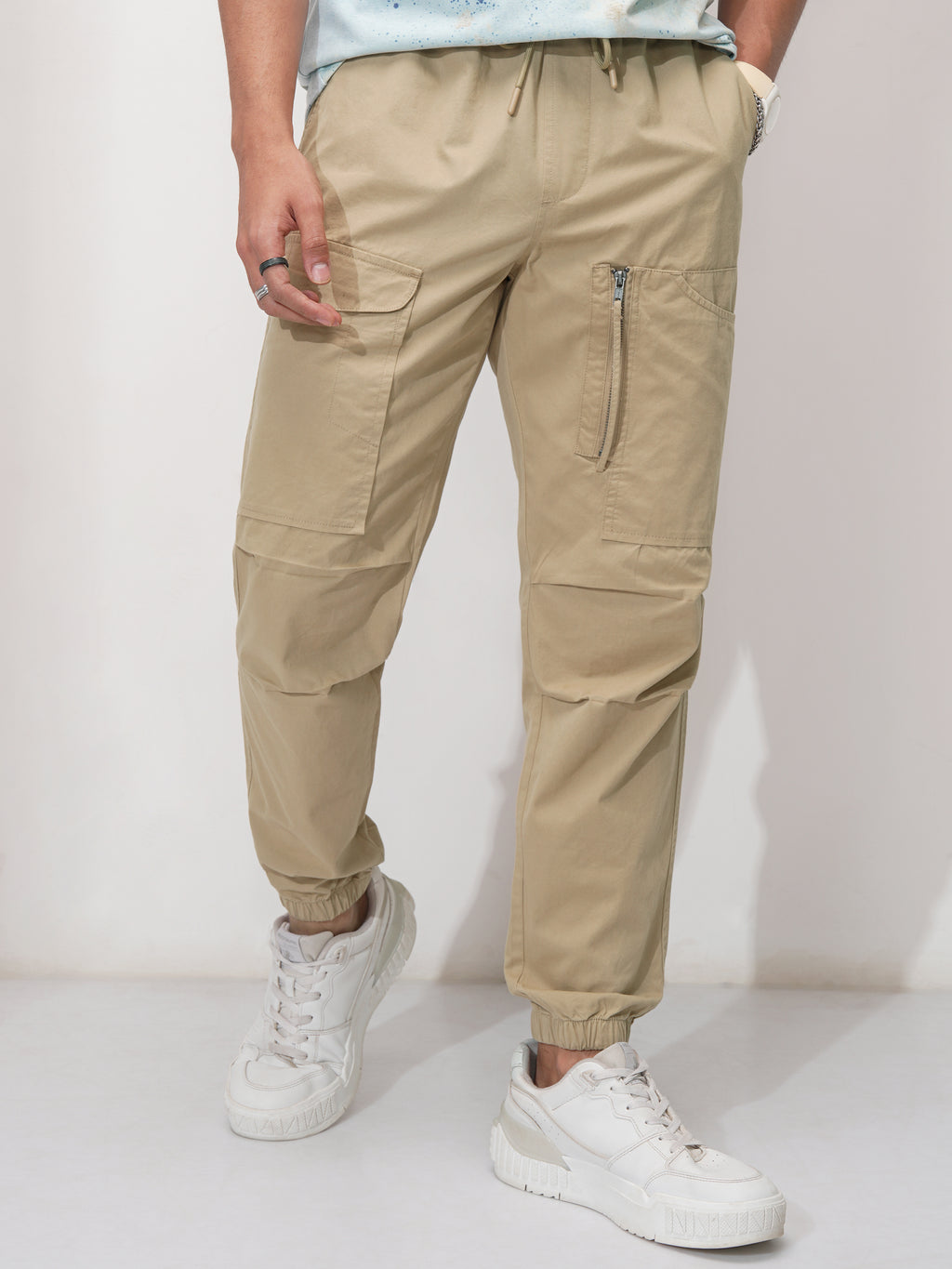 Highlander Men Brown Straight Fit Solid Joggers - Brown - Image 1