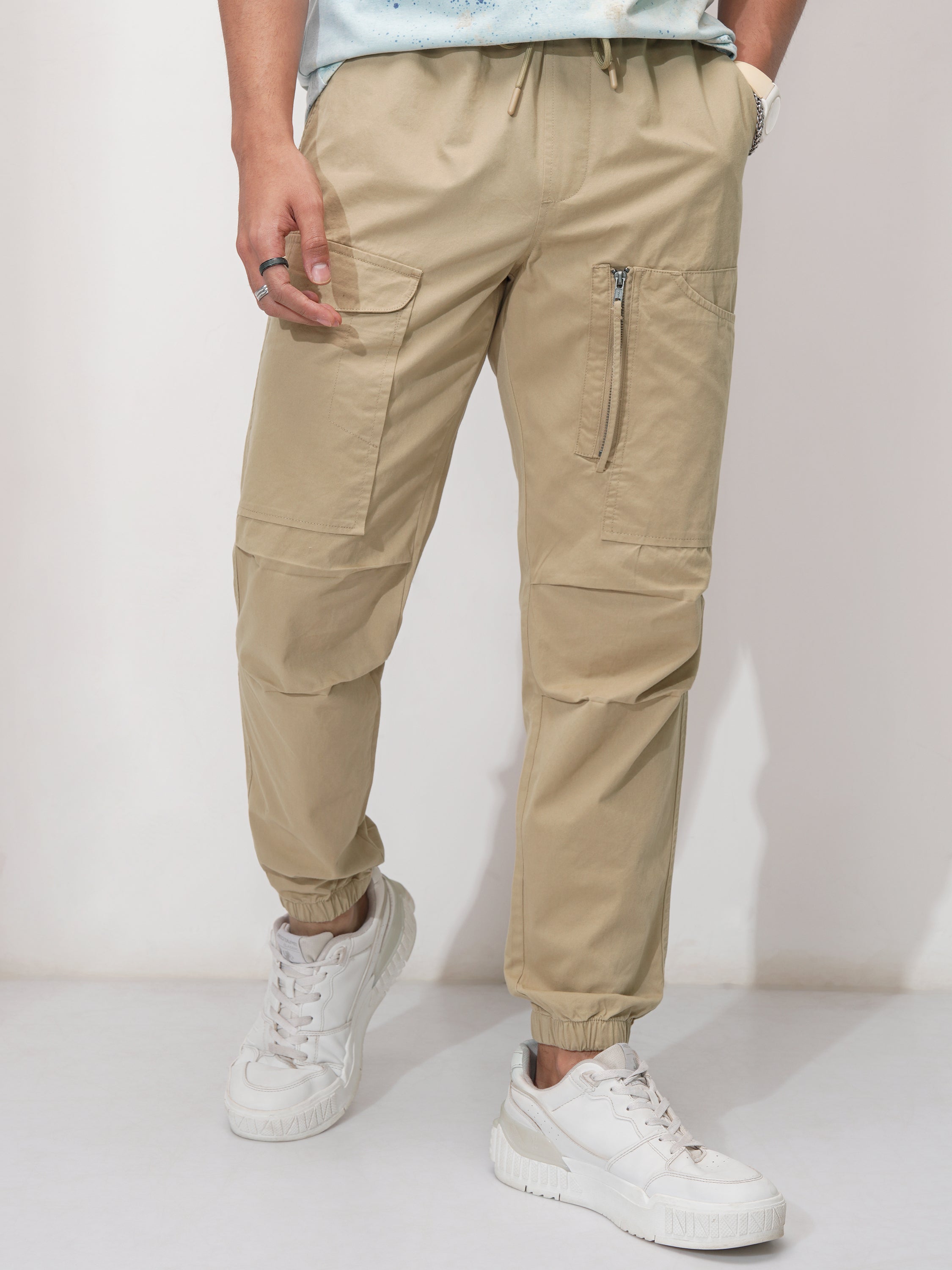 Highlander Men Brown Straight Fit Solid Joggers - Brown - Image 1