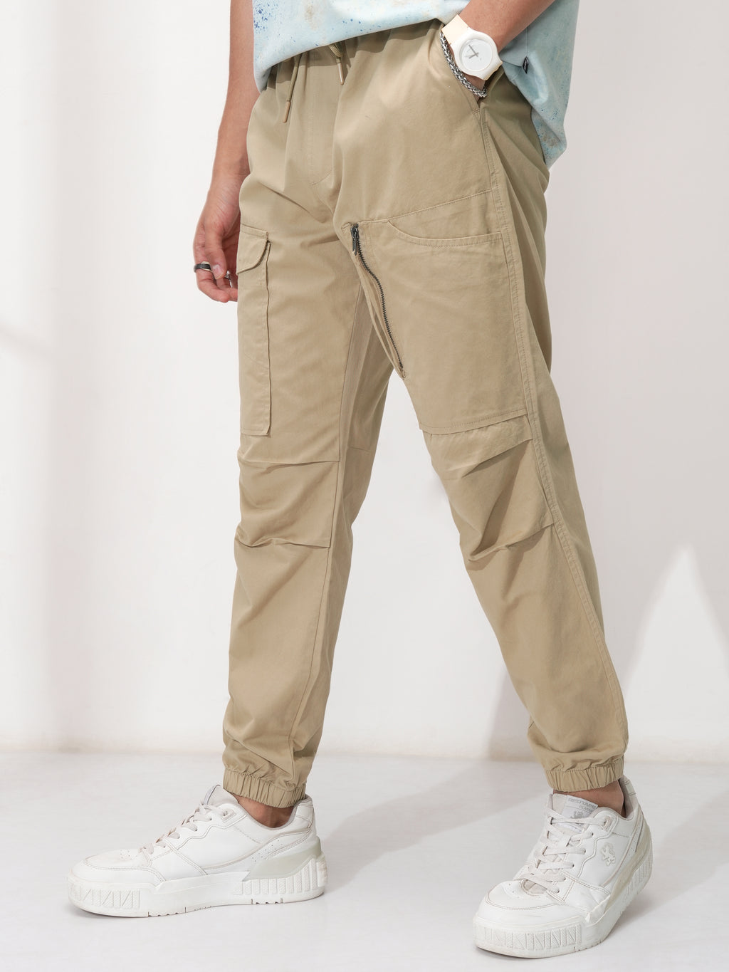 Highlander Men Brown Straight Fit Solid Joggers - Brown - Image 4