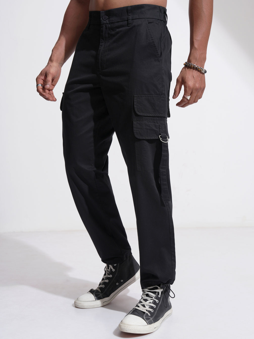 Highlander Men Black Straight Fit Solid Cargo - Black - Image 4