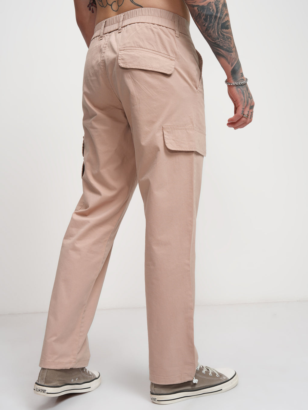 Highlander Men Rose Straight Fit Solid Cargo - Rose - Image 3