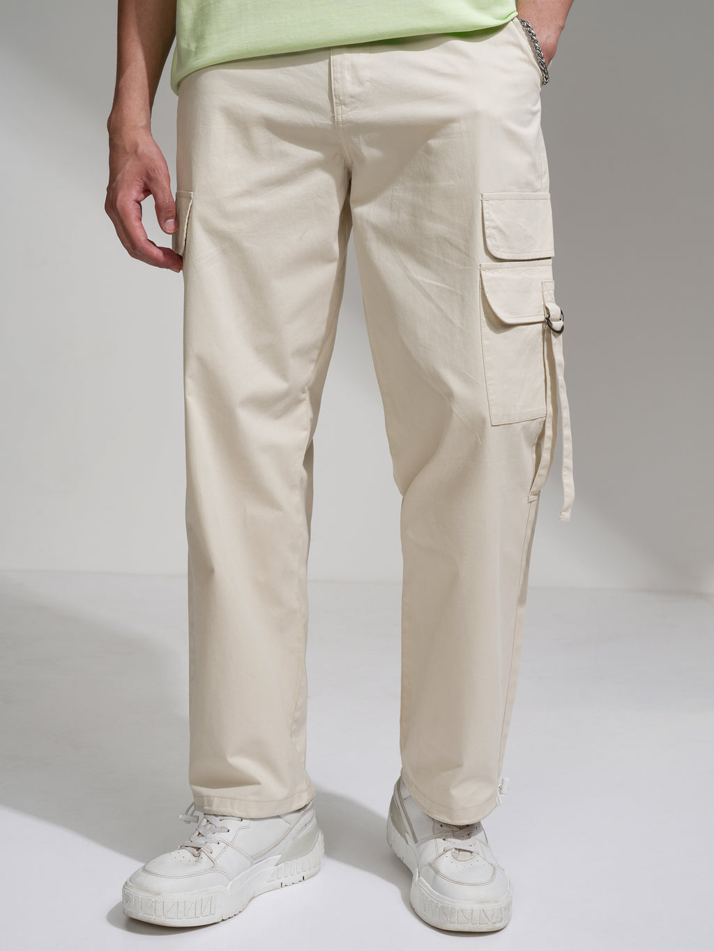 Highlander Men Beige Straight Fit Solid Cargo - Beige - Image 1