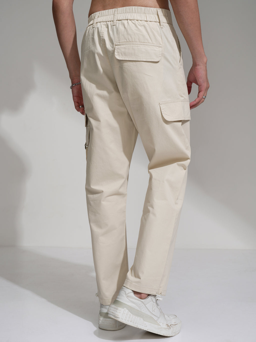 Highlander Men Beige Straight Fit Solid Cargo - Beige - Image 3