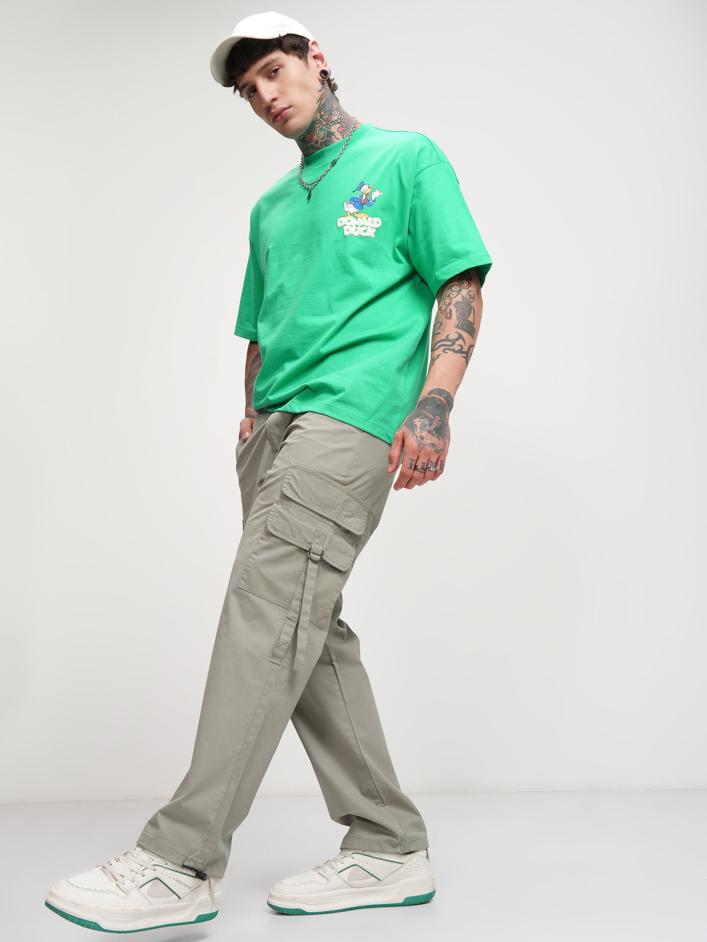 Highlander Men Green Straight Fit Solid Cargo - Green - Image 2