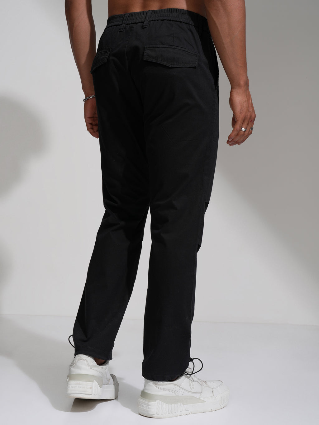 Highlander Men Black Straight Fit Solid Casual Trouser - Black - Image 3