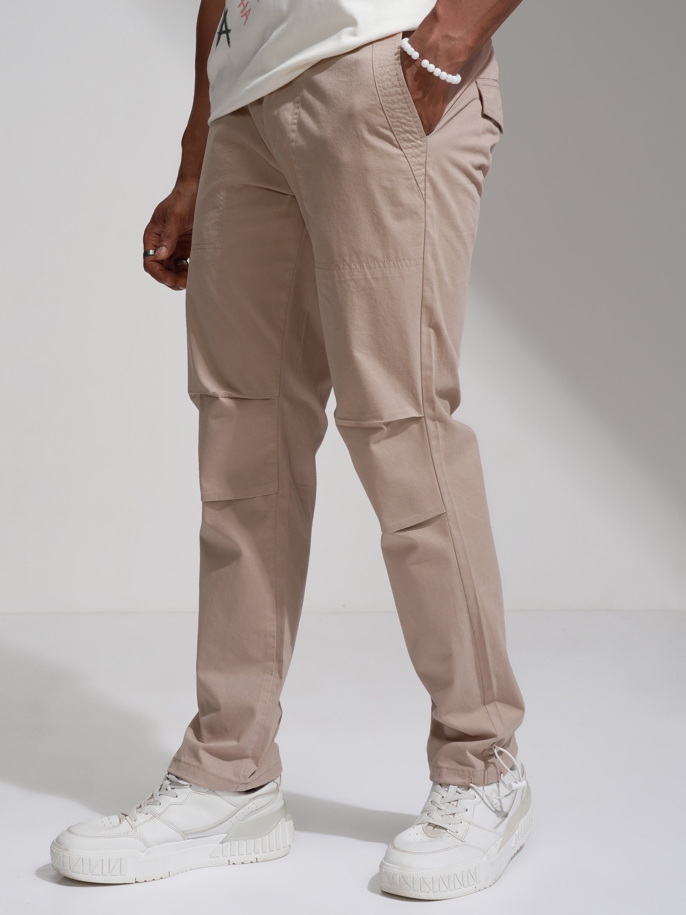 Highlander Men Rose Gold Straight Fit Solid Casual Trouser - Rose Gold - Image 1