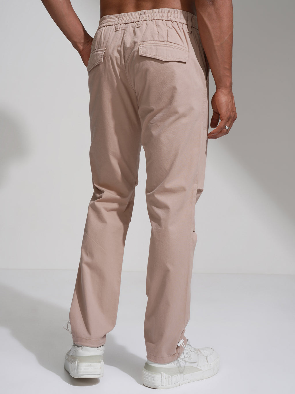 Highlander Men Rose Gold Straight Fit Solid Casual Trouser - Rose Gold - Image 3