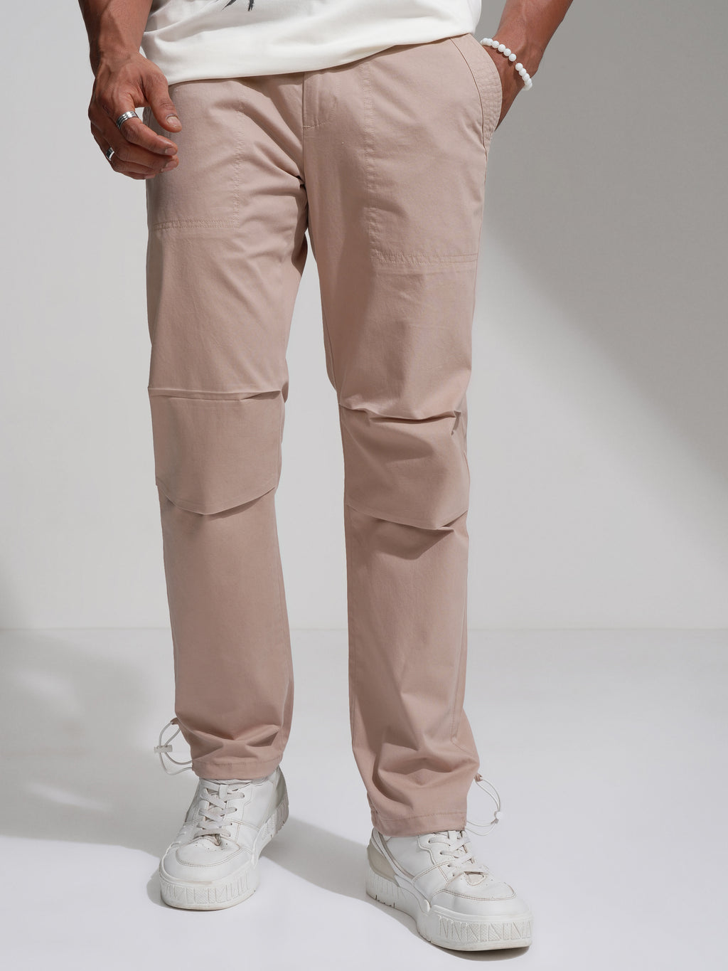 Highlander Men Rose Gold Straight Fit Solid Casual Trouser - Rose Gold - Image 4