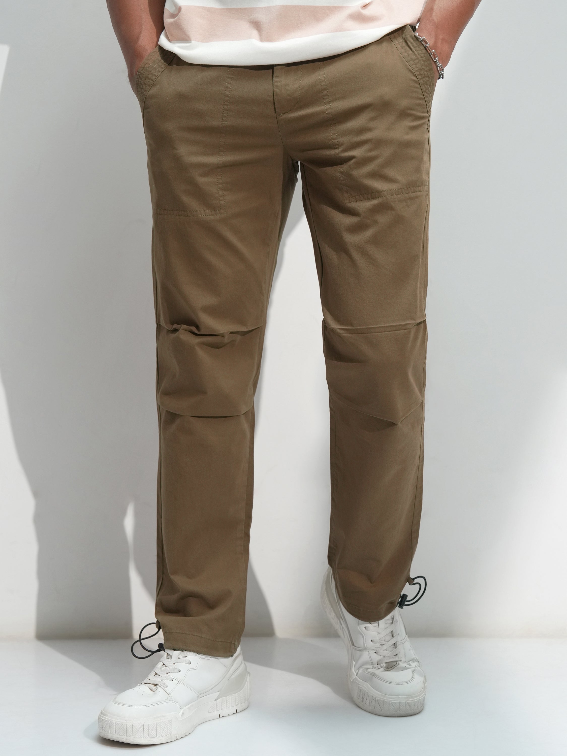 Highlander Men Brown Straight Fit Solid Casual Trouser - Brown - Image 1