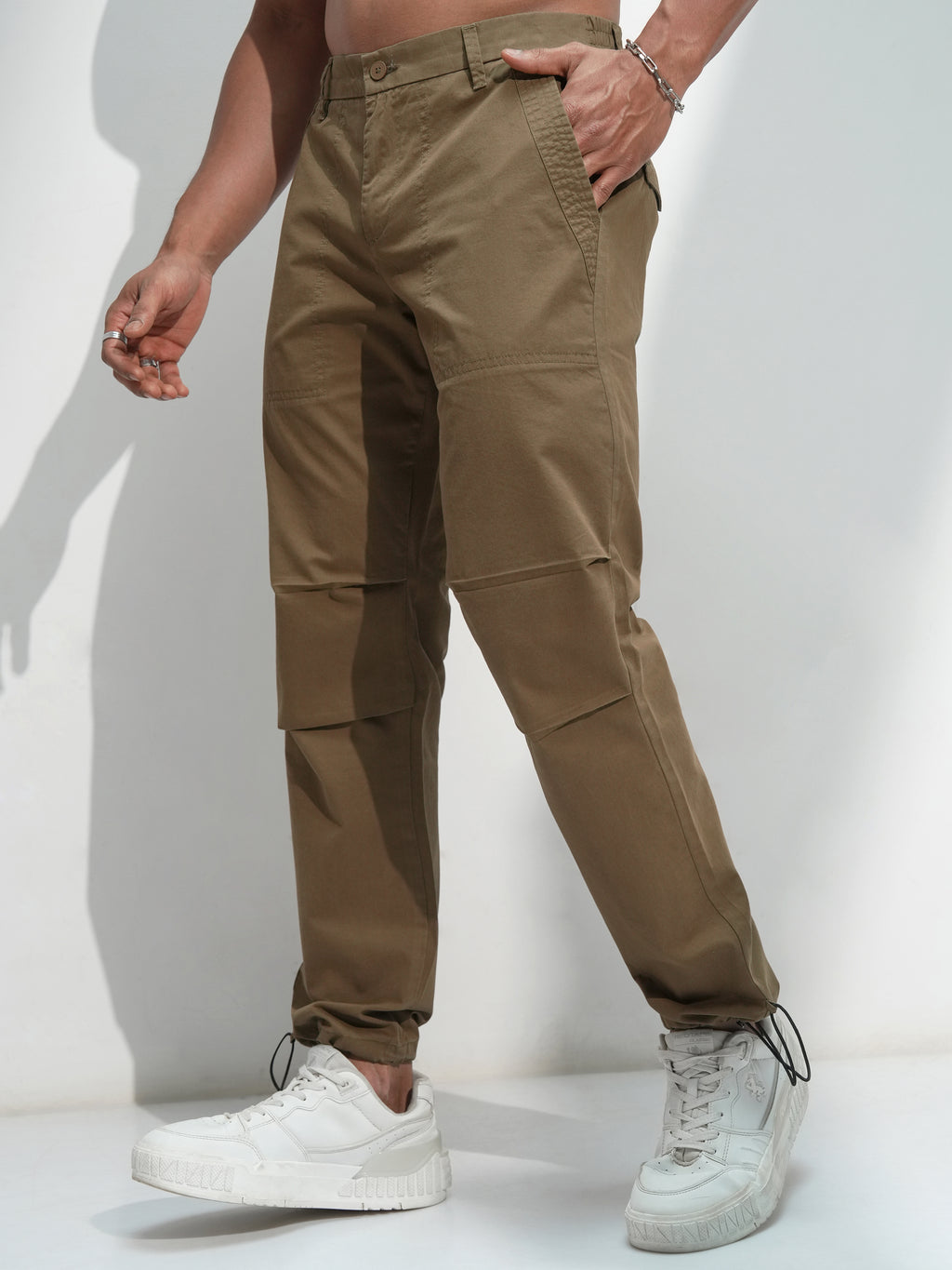 Highlander Men Brown Straight Fit Solid Casual Trouser - Brown - Image 4