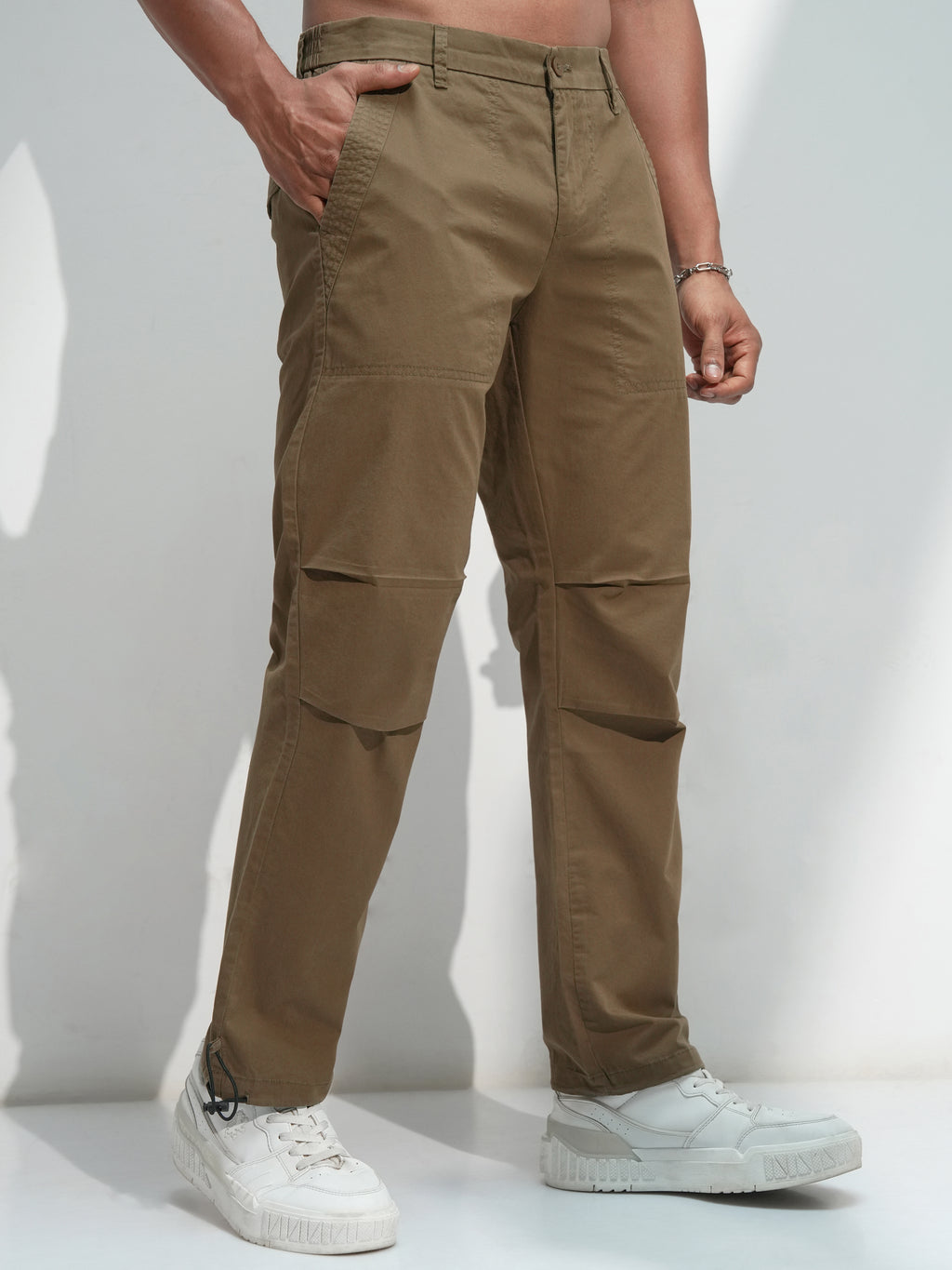 Highlander Men Brown Straight Fit Solid Casual Trouser - Brown - Image 6