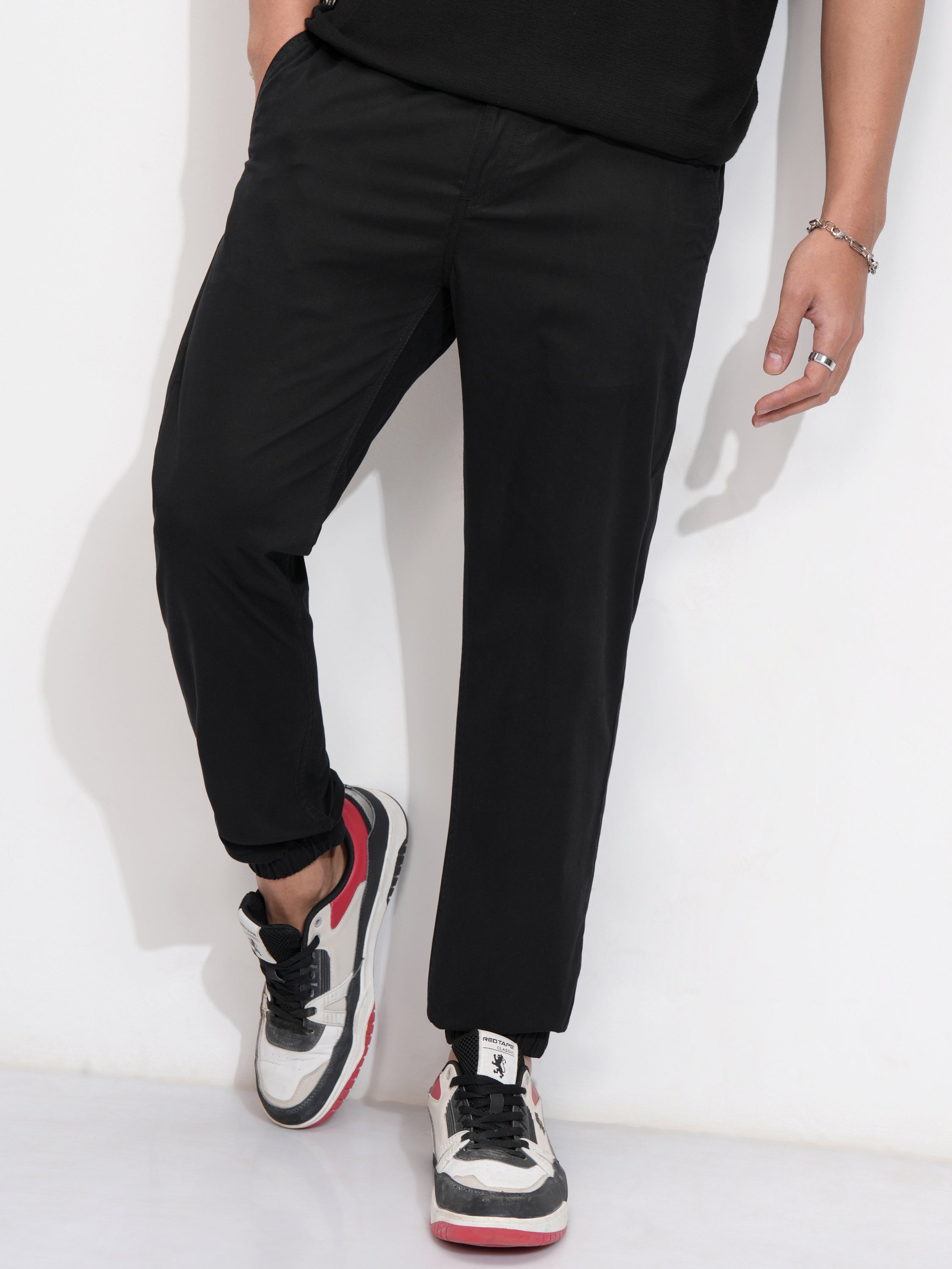 Highlander Men Black Slim Fit Solid Joggers - Black - Image 1