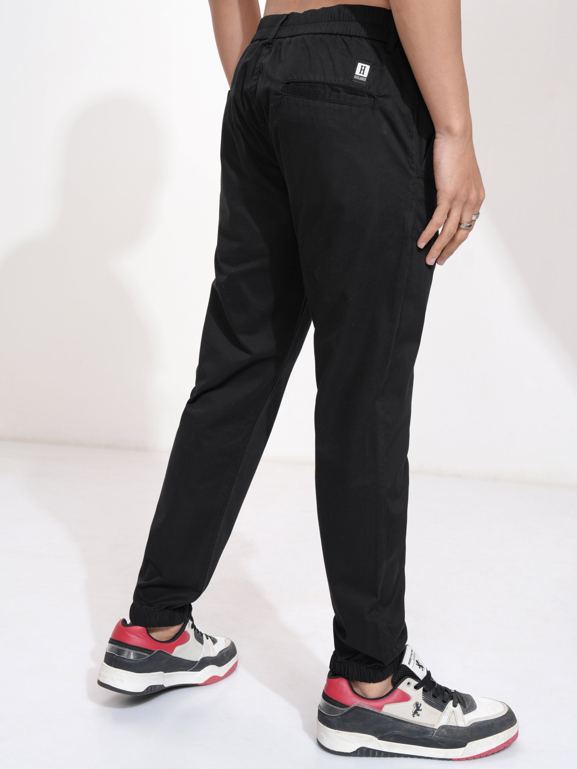 Highlander Men Black Slim Fit Solid Joggers - Black - Image 3