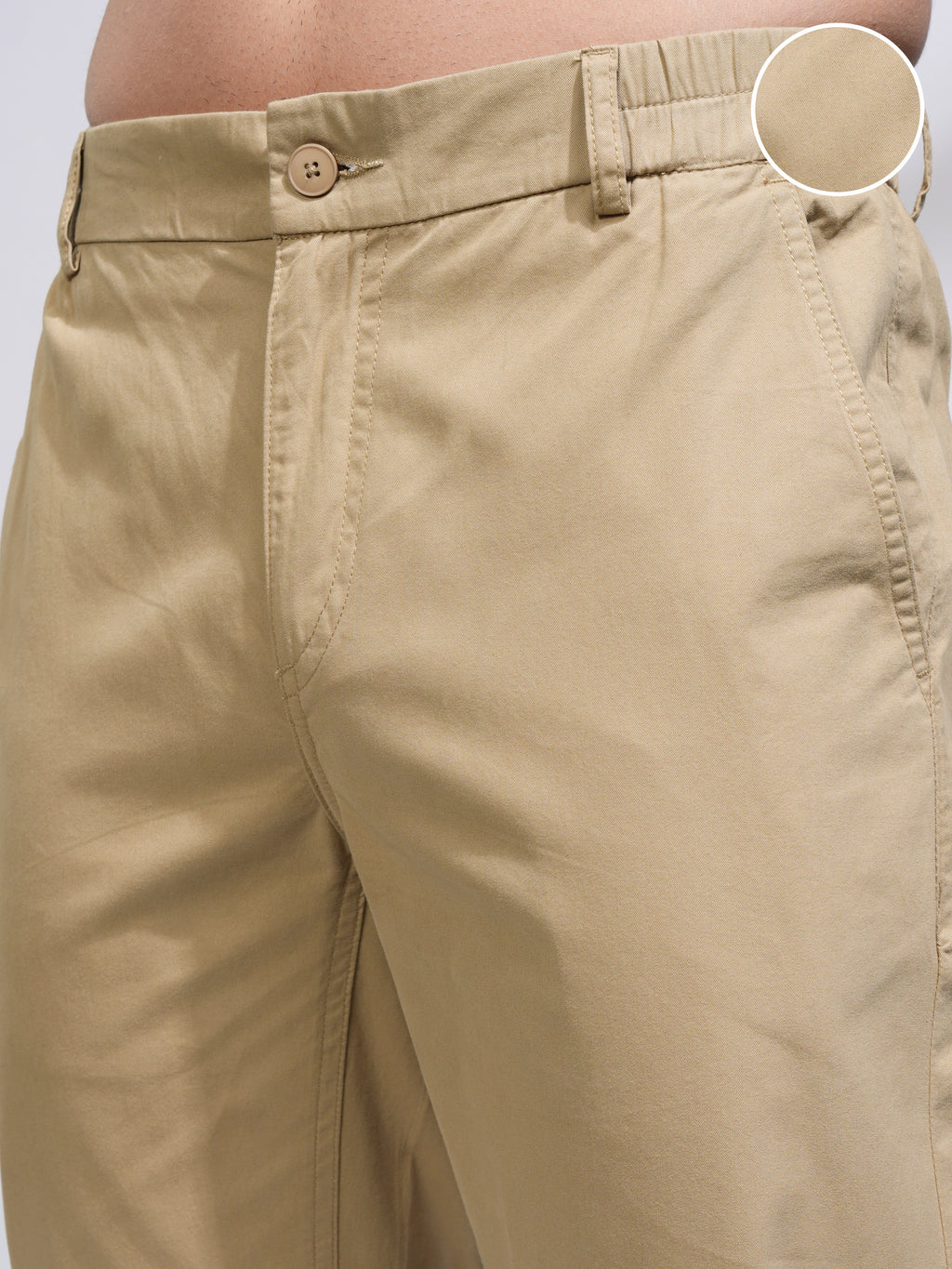 Highlander Men Beige Slim Fit Solid Joggers - Beige - Image 5