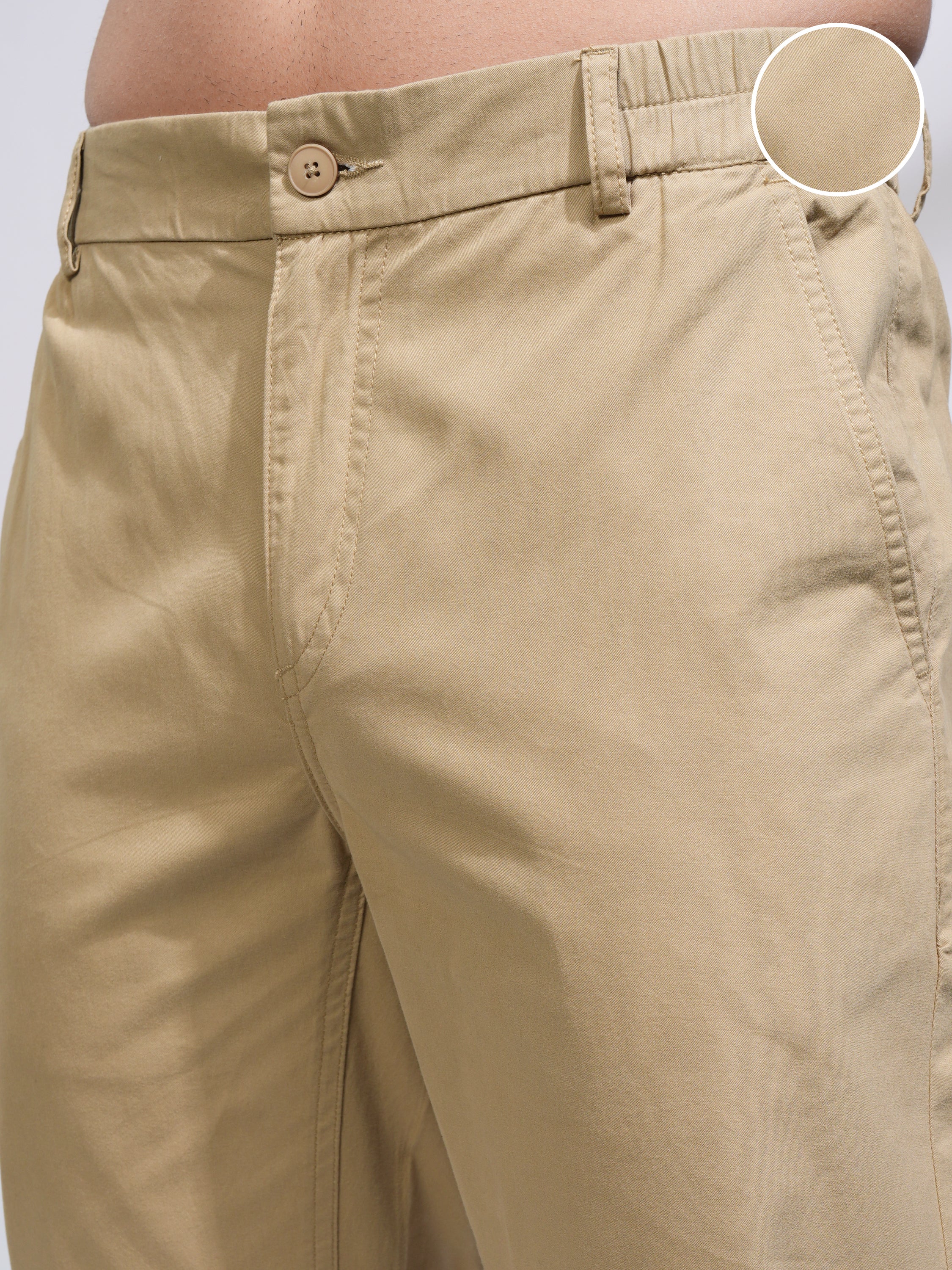 Highlander Men Beige Slim Fit Solid Joggers - Beige - Image 5