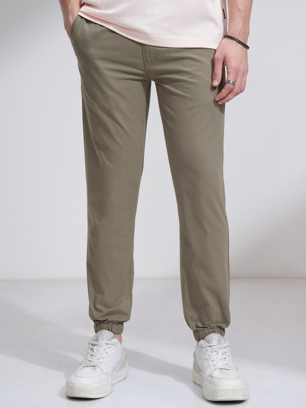Highlander Men Green Slim Fit Solid Joggers - Green - Image 1