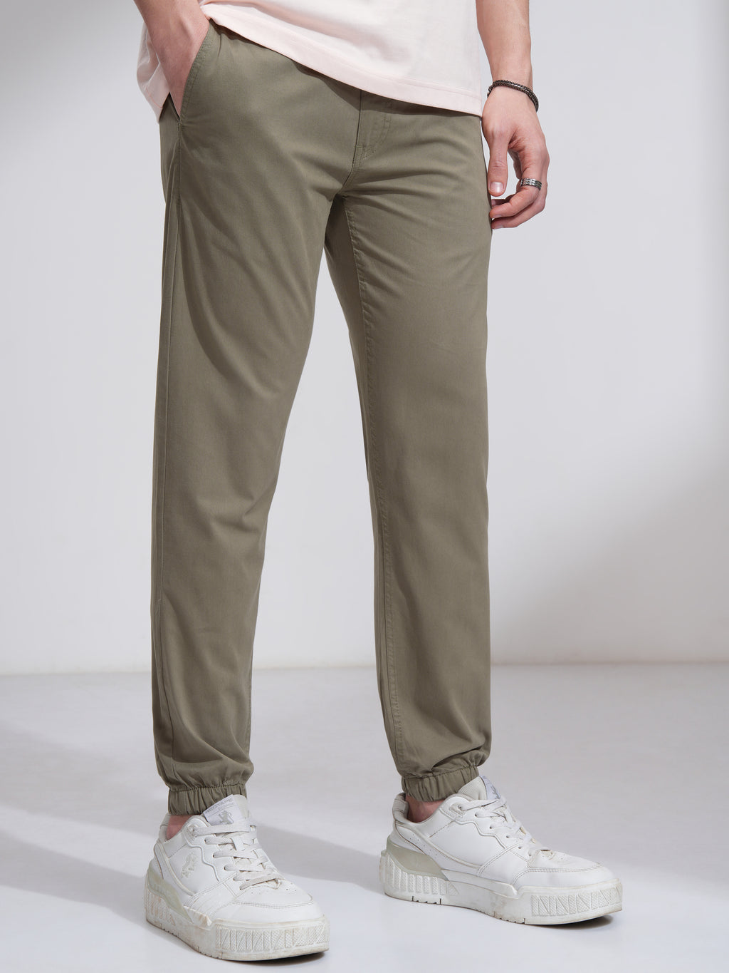 Highlander Men Green Slim Fit Solid Joggers - Green - Image 6