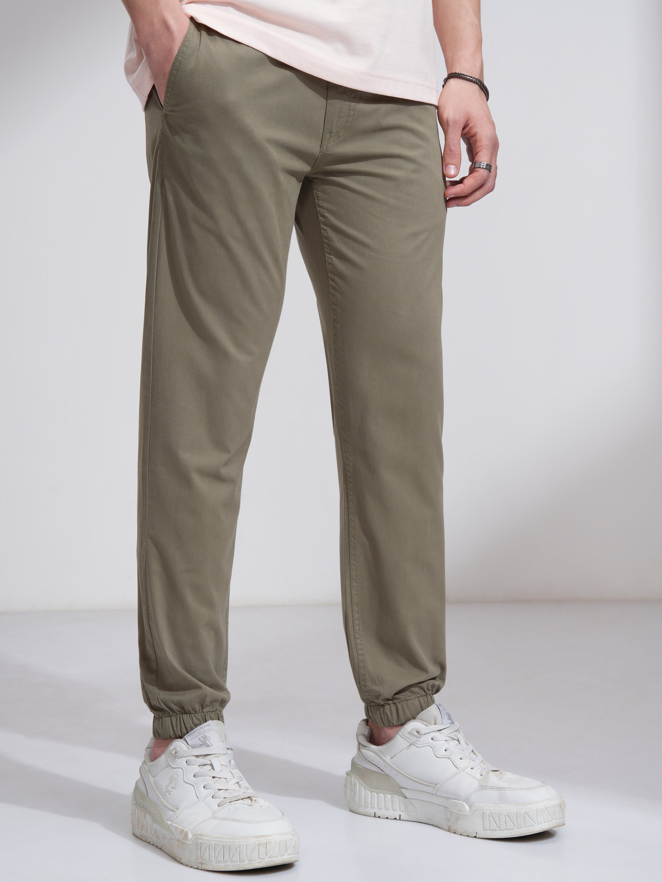 Highlander Men Green Slim Fit Solid Joggers - Green - Image 6