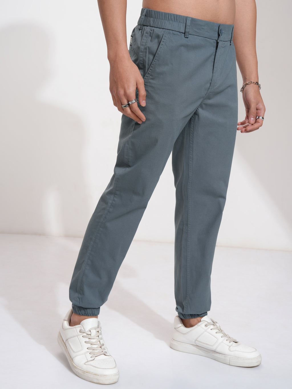 Highlander Men Blue Slim Fit Solid Joggers - Blue - Image 6