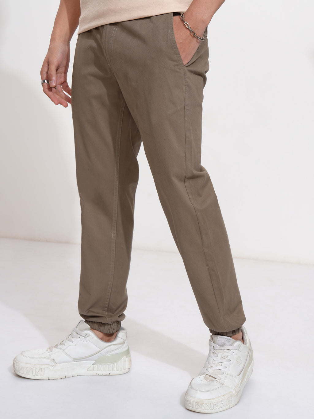 Highlander Men Brown Slim Fit Solid Joggers - Brown - Image 4