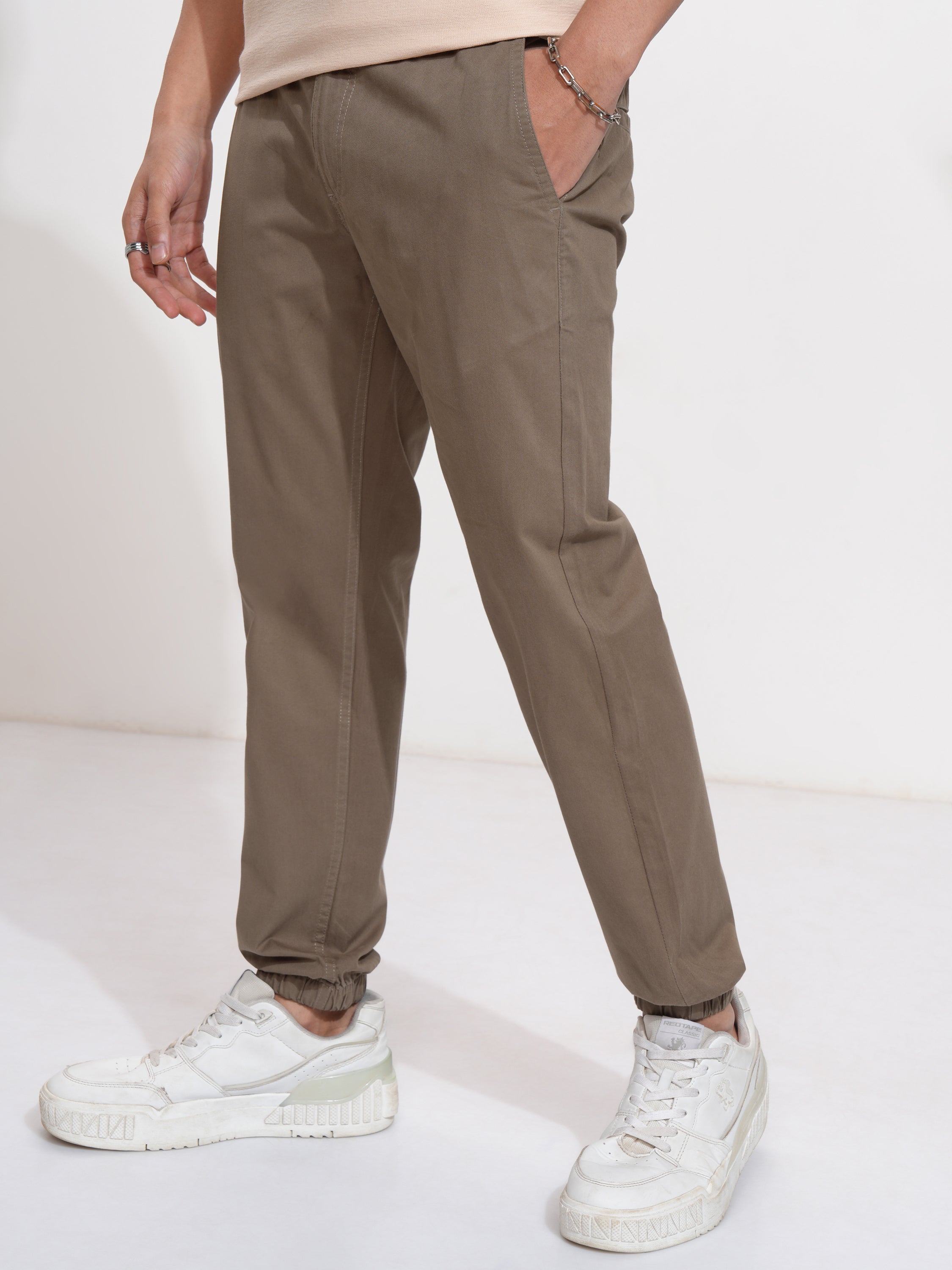 Highlander Men Brown Slim Fit Solid Joggers - Brown - Image 4