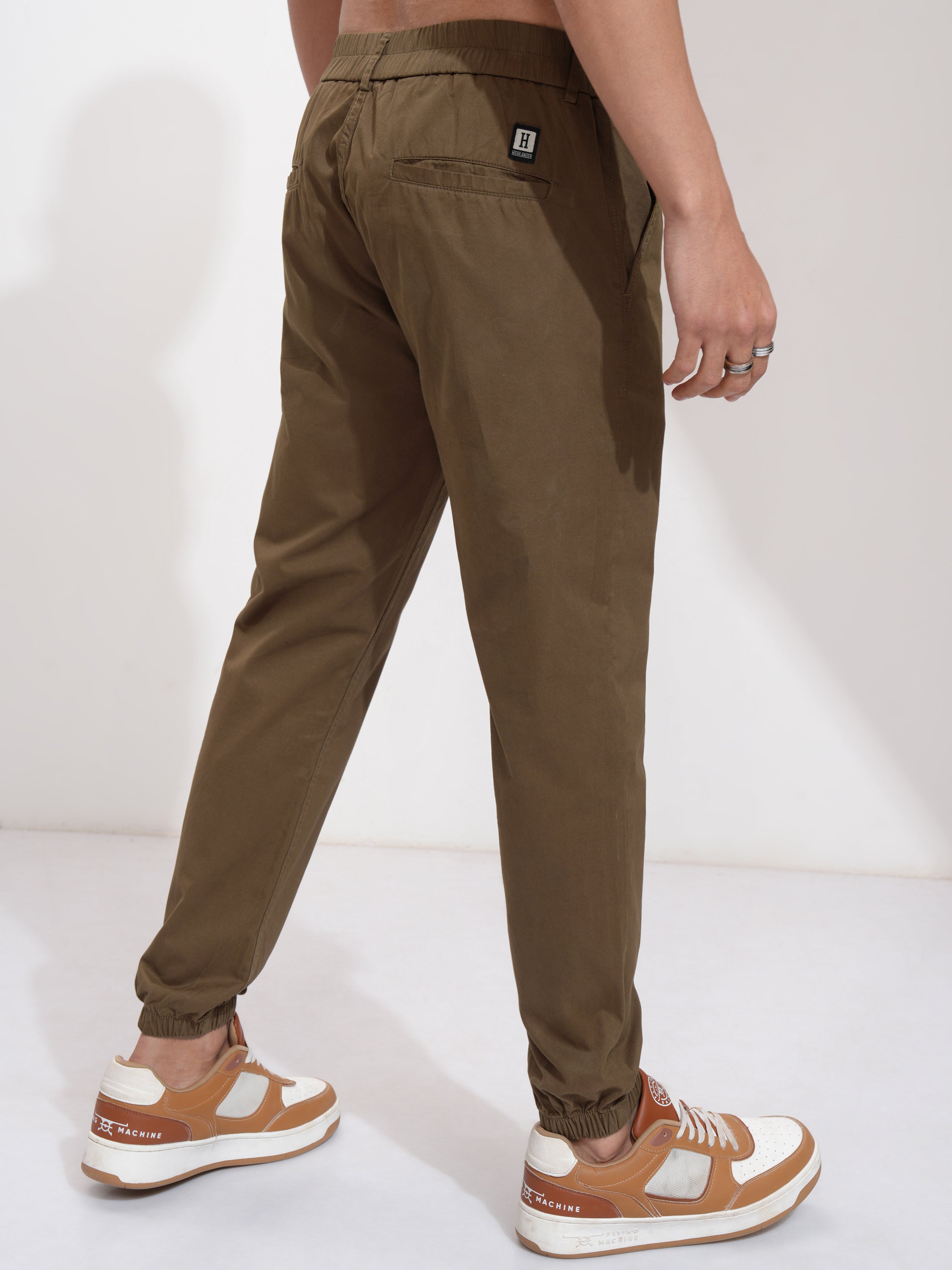 Highlander Men Brown Slim Fit Solid Joggers - Brown - Image 3