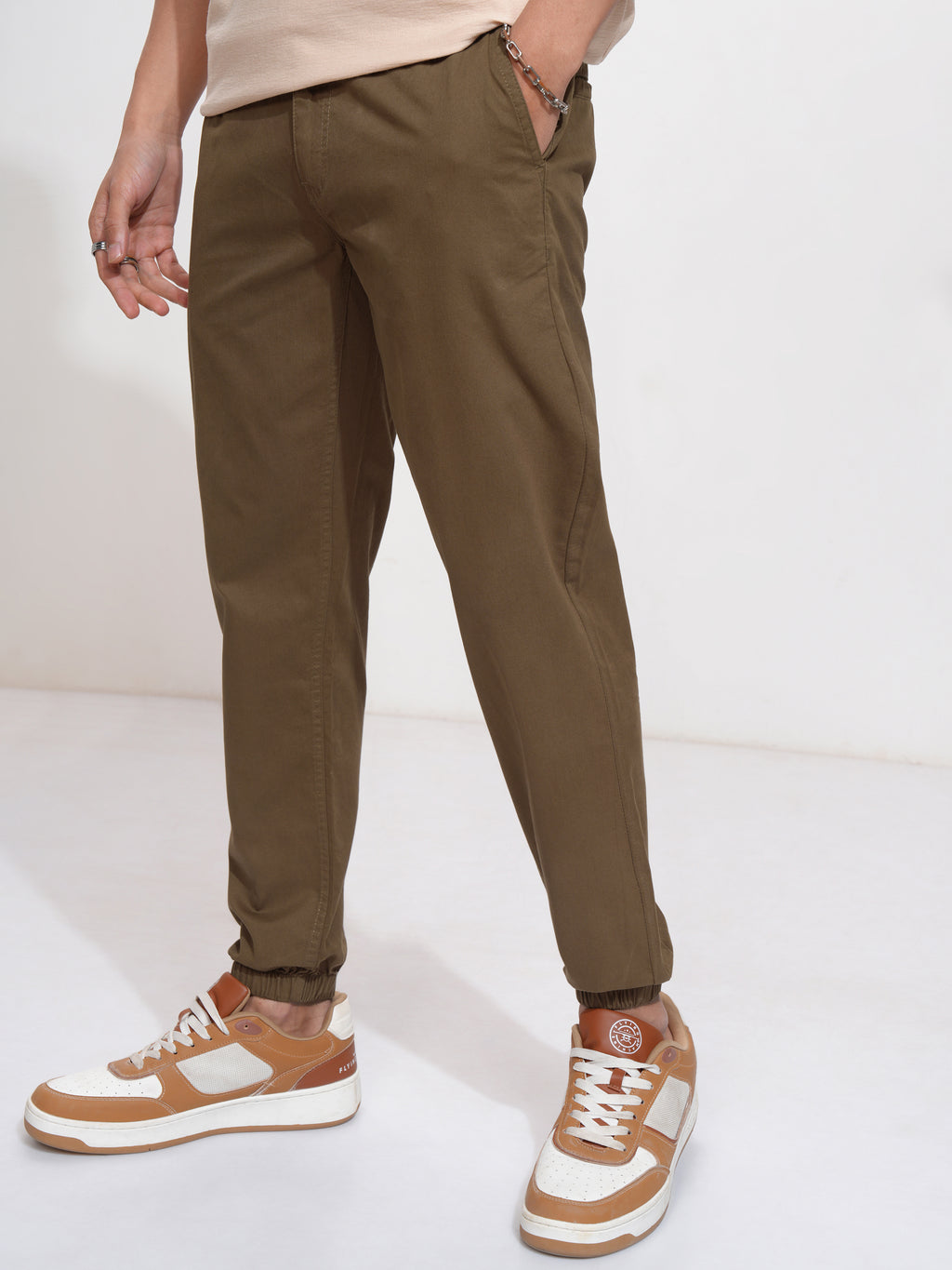 Highlander Men Brown Slim Fit Solid Joggers - Brown - Image 4