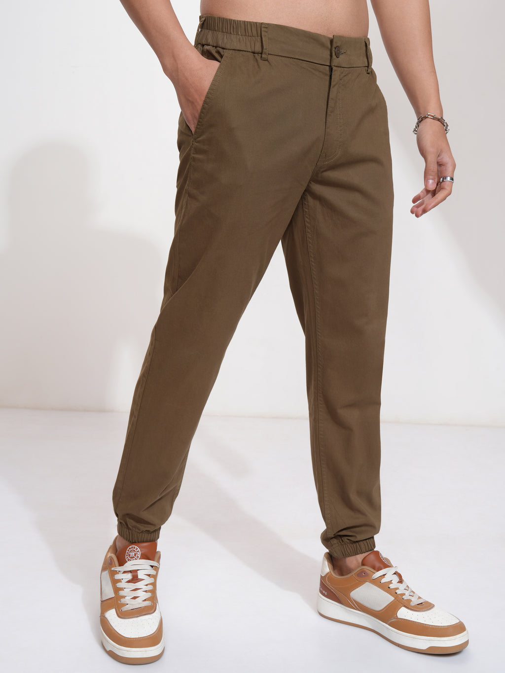 Highlander Men Brown Slim Fit Solid Joggers - Brown - Image 6