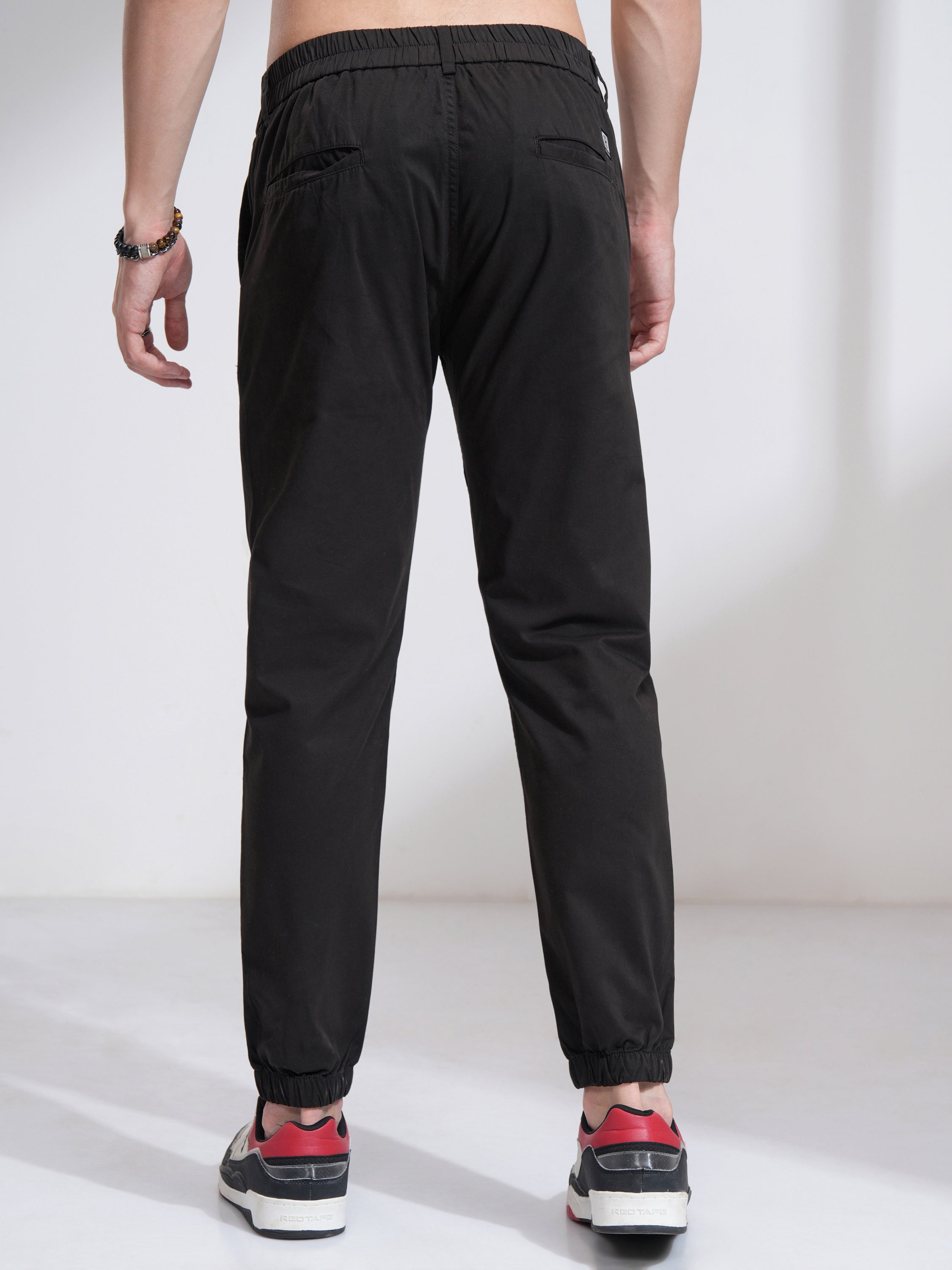 Highlander Men Black Slim Fit Solid Joggers - Black - Image 3