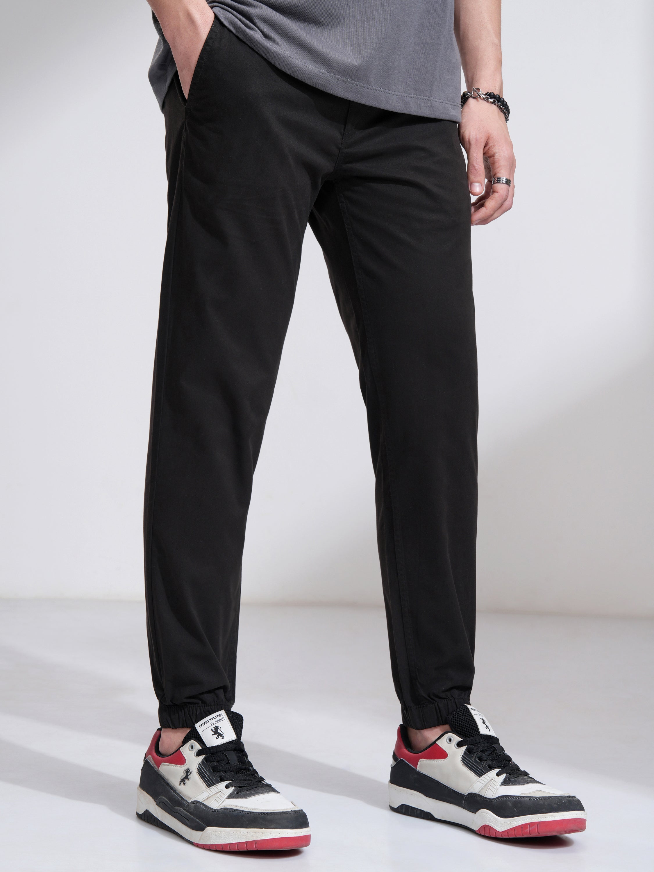 Highlander Men Black Slim Fit Solid Joggers - Black - Image 6