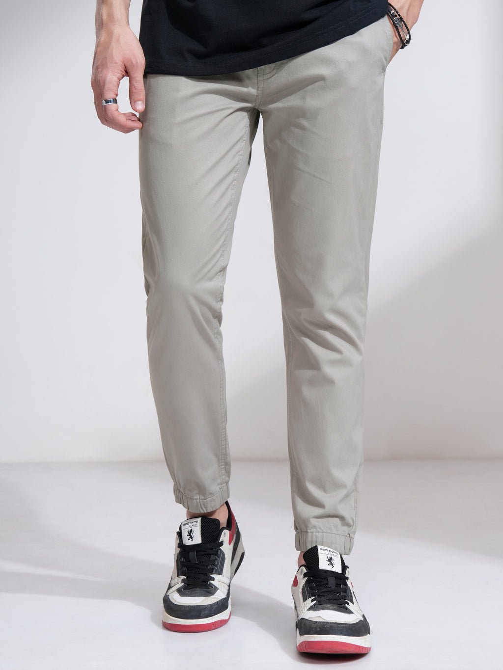 Highlander Men Grey Slim Fit Solid Joggers - Grey - Image 1