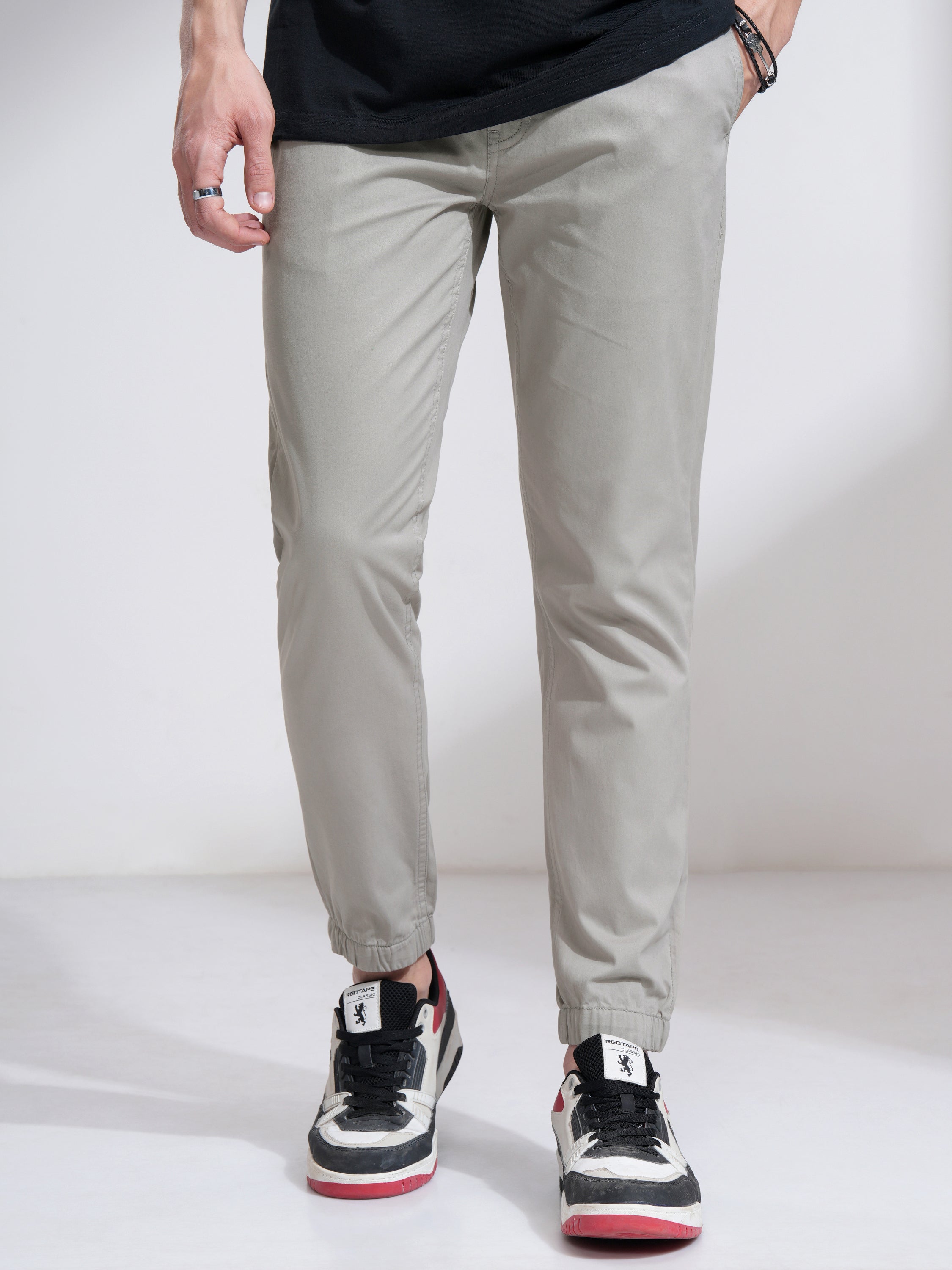 Highlander Men Grey Slim Fit Solid Joggers - Grey - Image 1