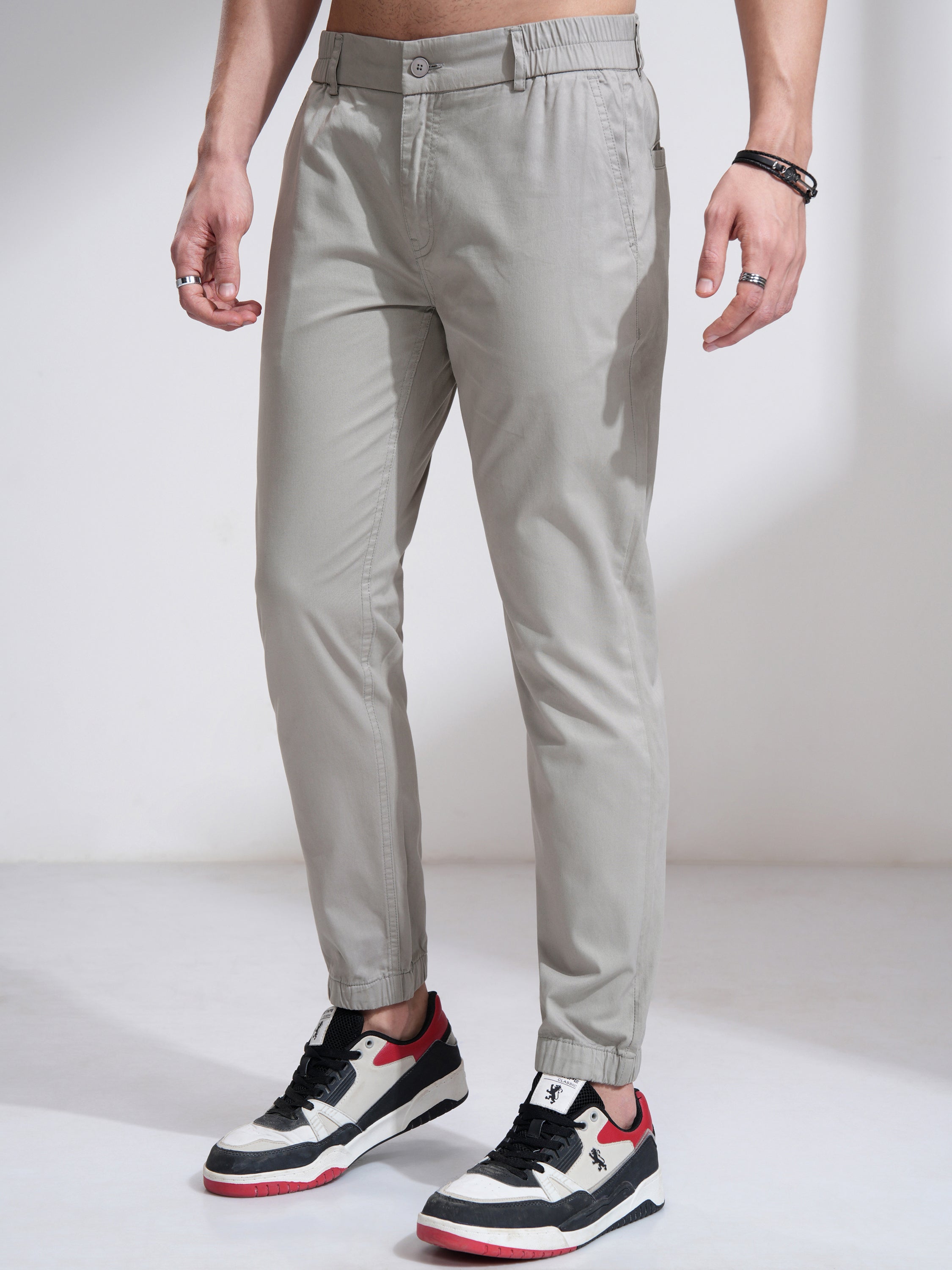 Highlander Men Grey Slim Fit Solid Joggers - Grey - Image 4