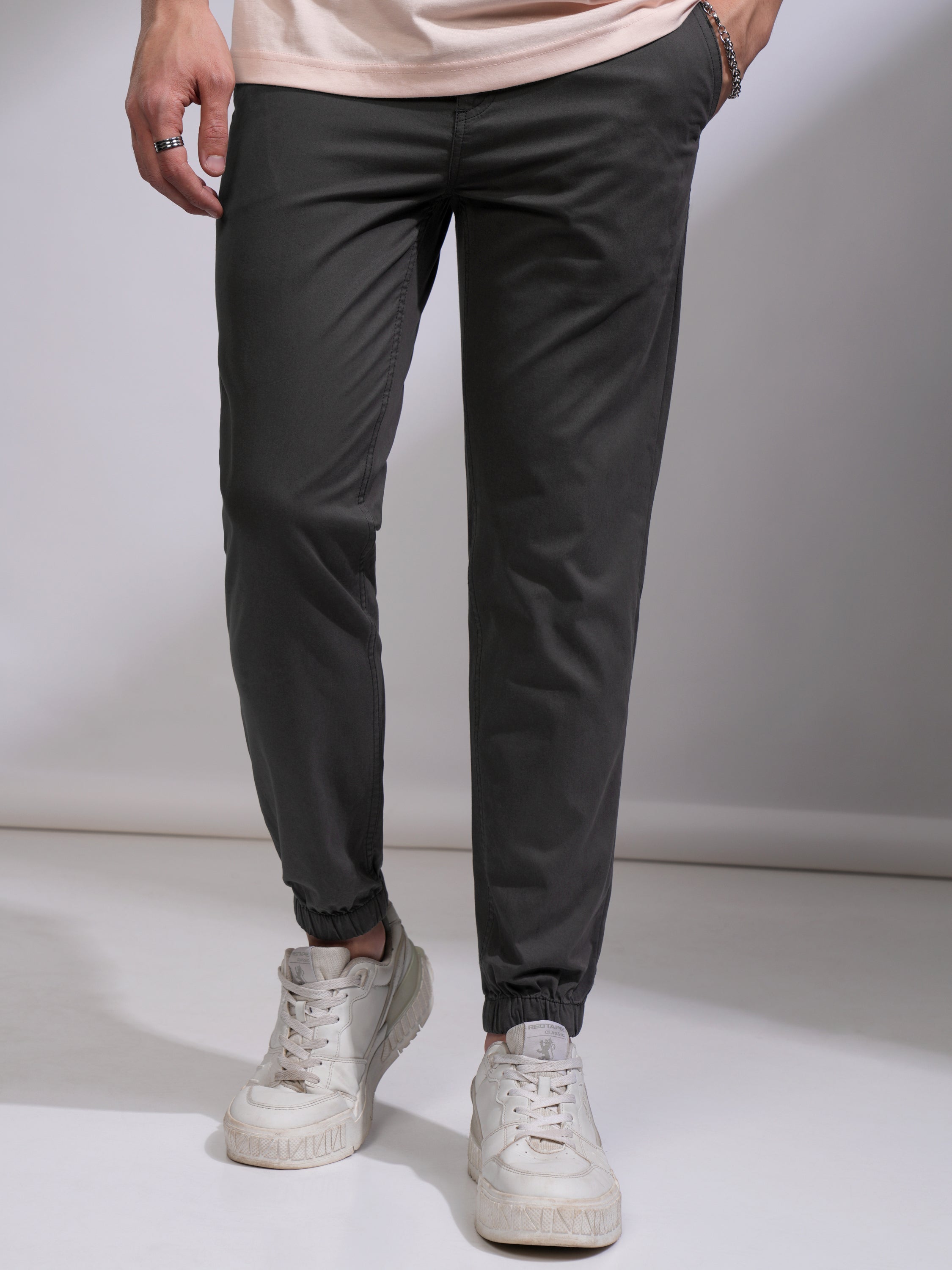 Highlander Men Black Slim Fit Solid Joggers - Black - Image 1
