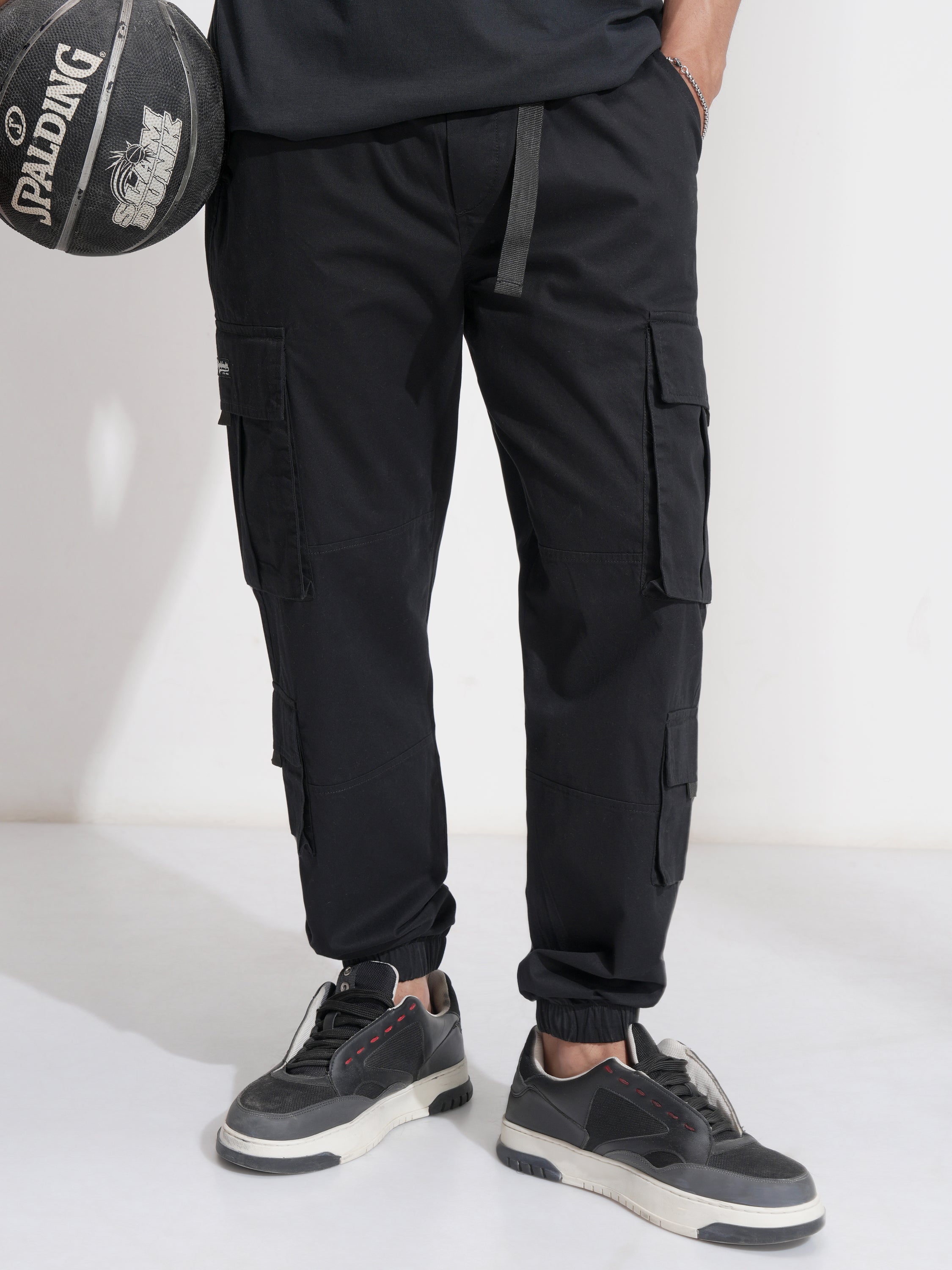 Highlander Men Black Relaxed Fit Solid Cargo - Black - Image 1