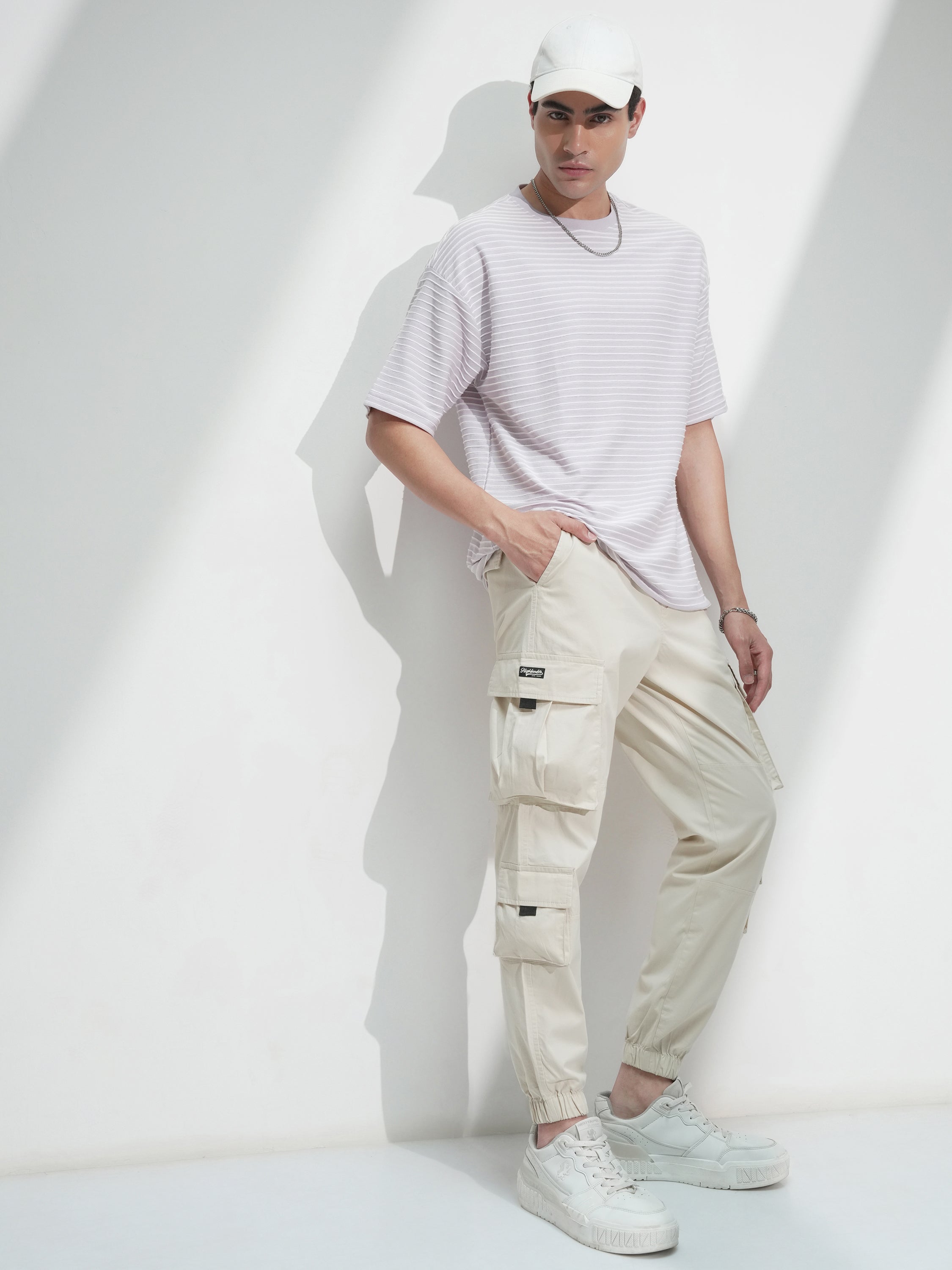 Highlander Men White Relaxed Fit Solid Cargo - White - Image 2