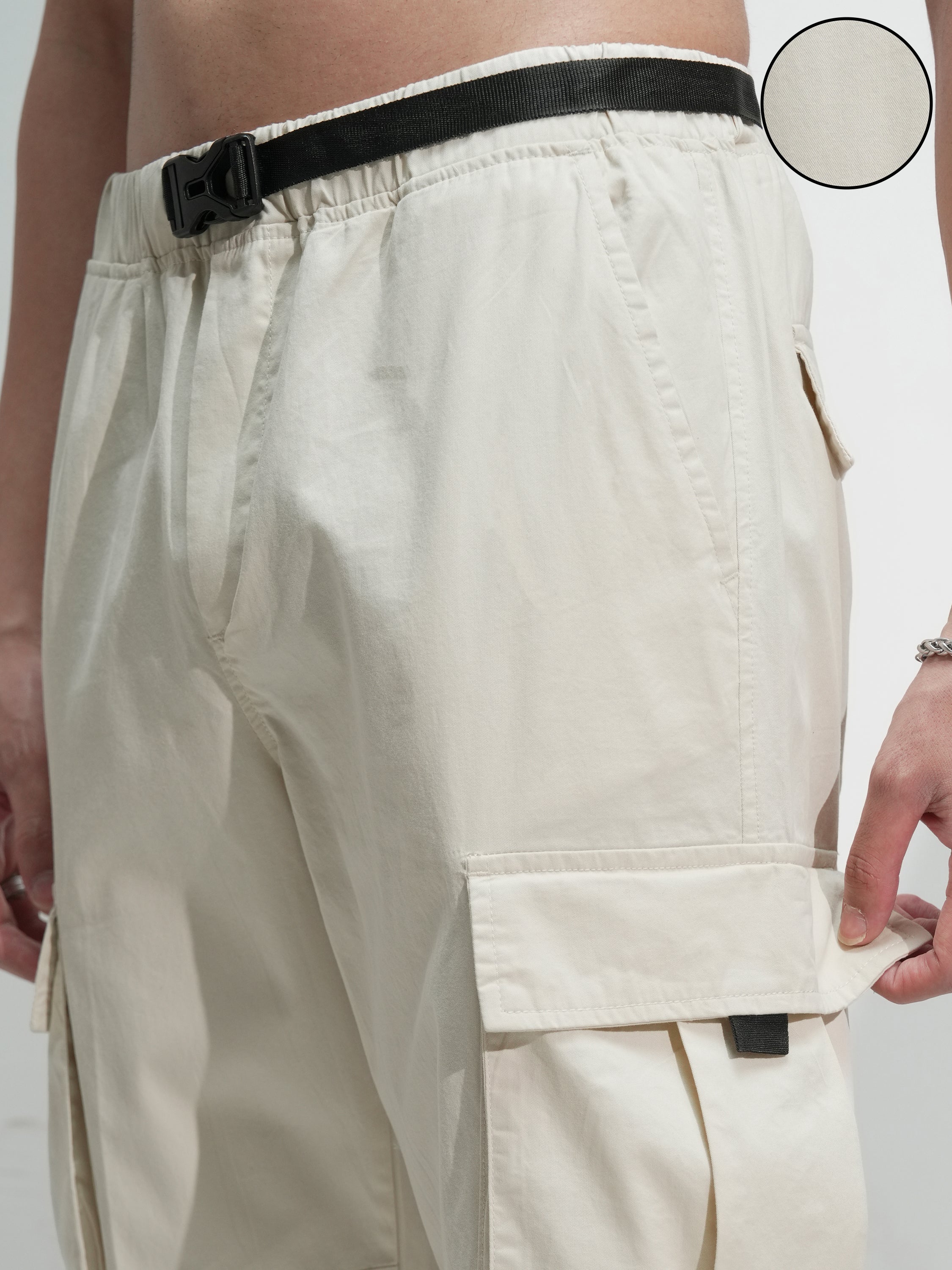 Highlander Men White Relaxed Fit Solid Cargo - White - Image 5