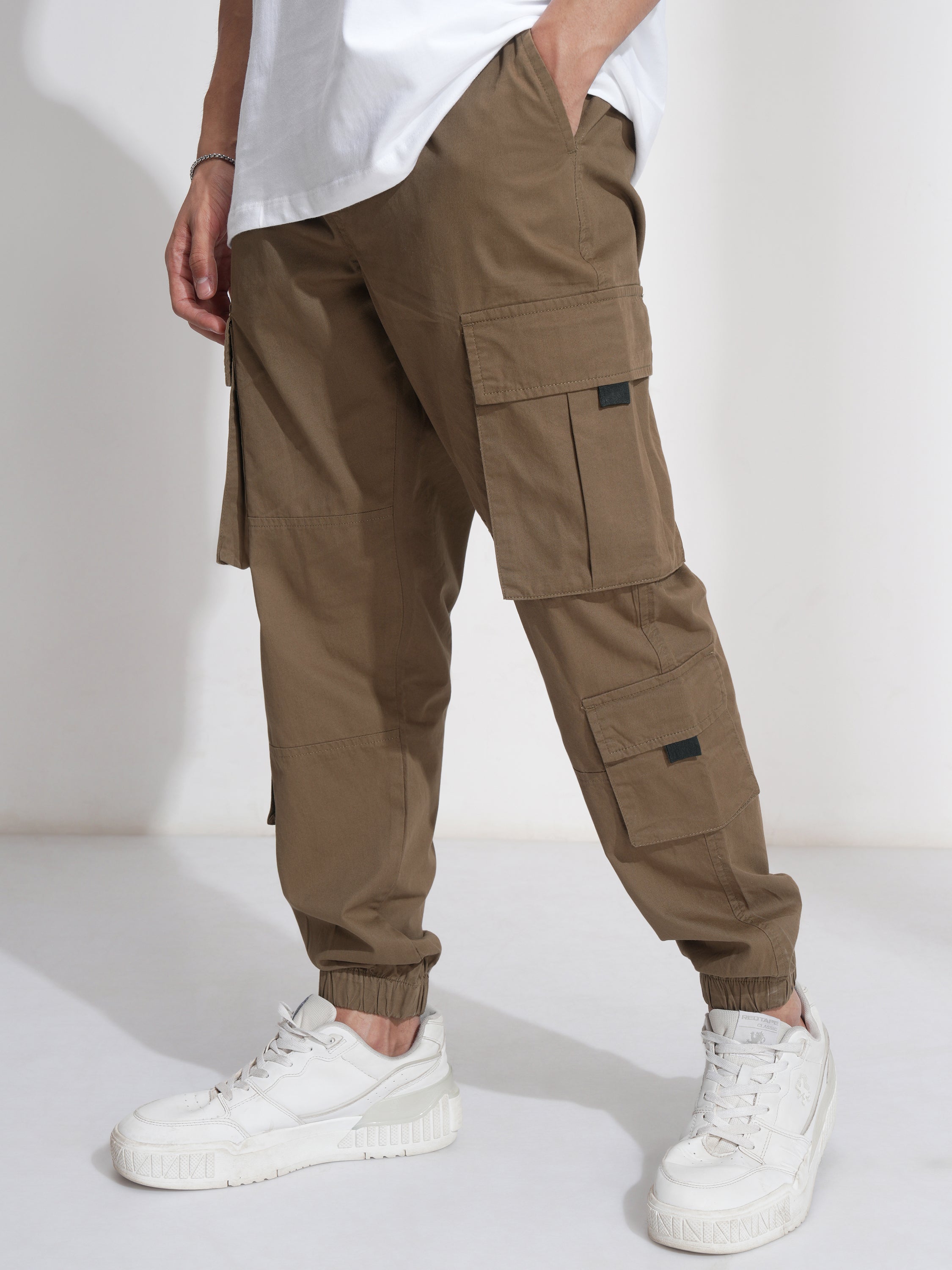 Highlander Men Brown Relaxed Fit Solid Cargo - Brown - Image 4