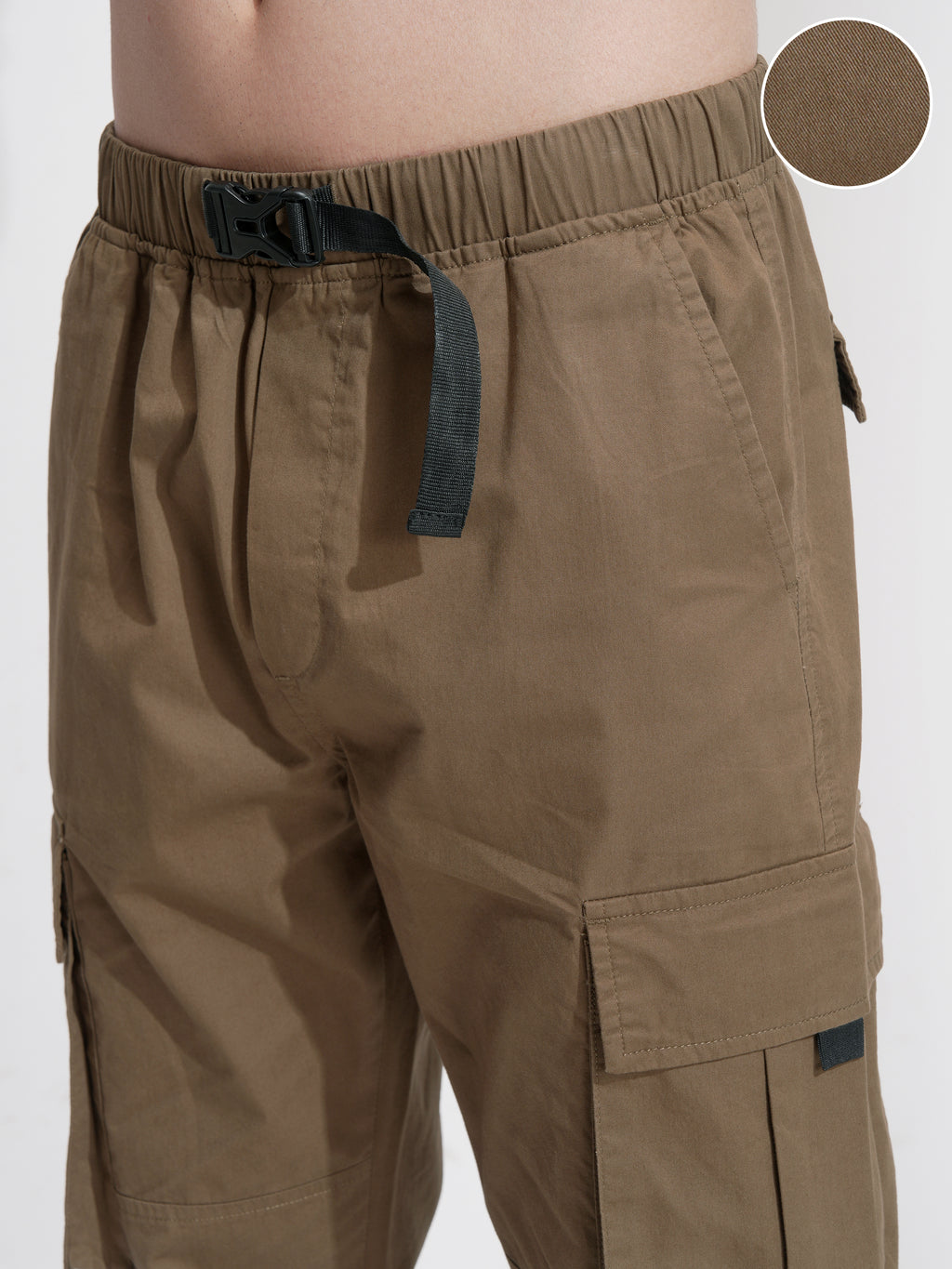 Highlander Men Brown Relaxed Fit Solid Cargo - Brown - Image 5
