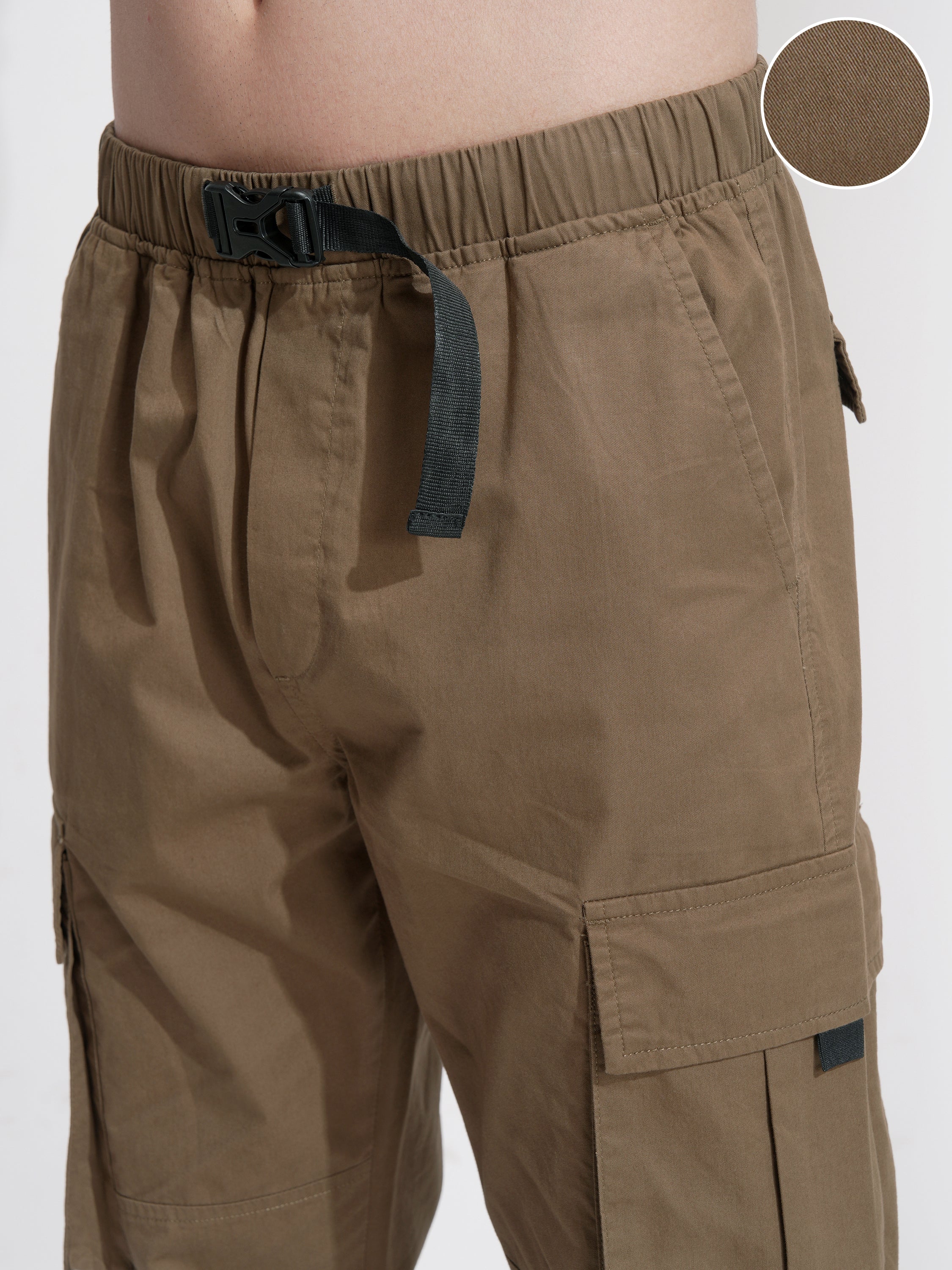 Highlander Men Brown Relaxed Fit Solid Cargo - Brown - Image 5
