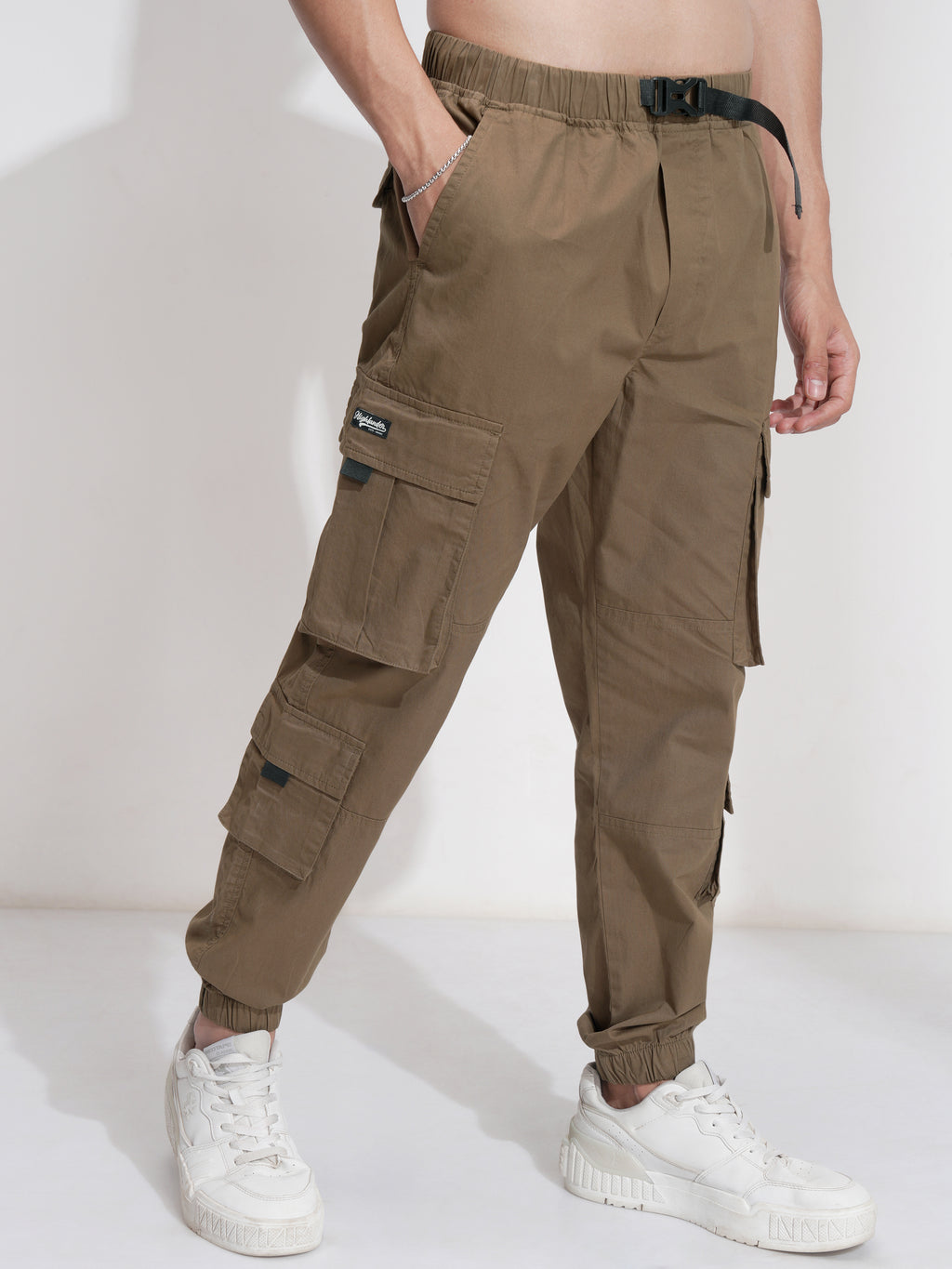 Highlander Men Brown Relaxed Fit Solid Cargo - Brown - Image 6
