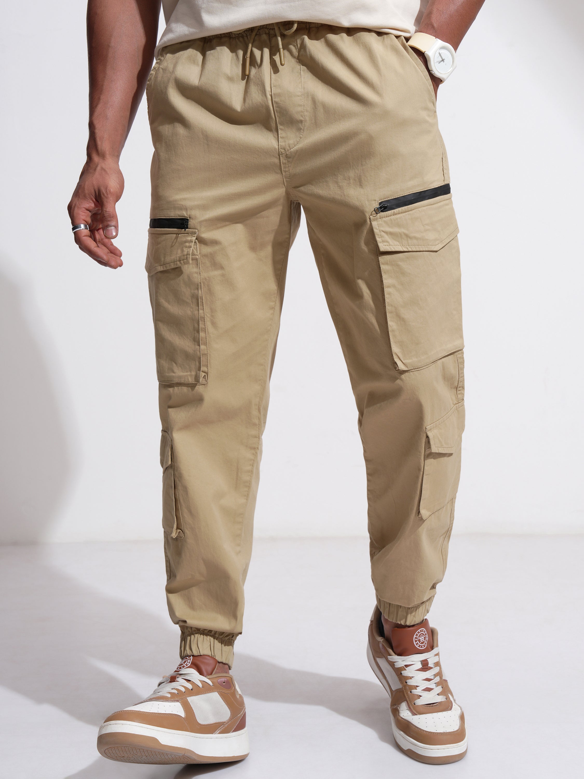 Highlander Men Brown Relaxed Fit Solid Cargo - Brown - Image 1