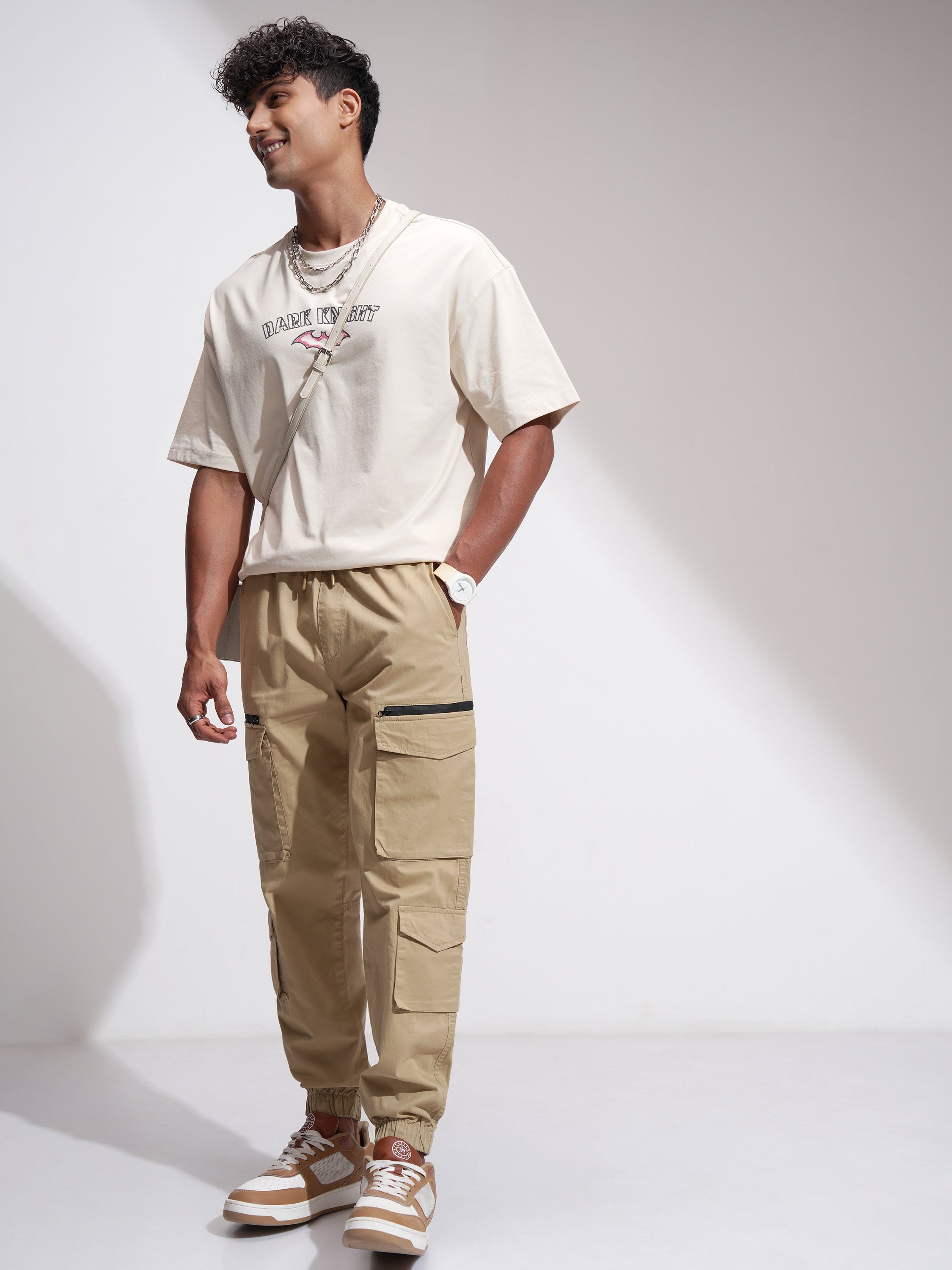 Highlander Men Brown Relaxed Fit Solid Cargo - Brown - Image 2