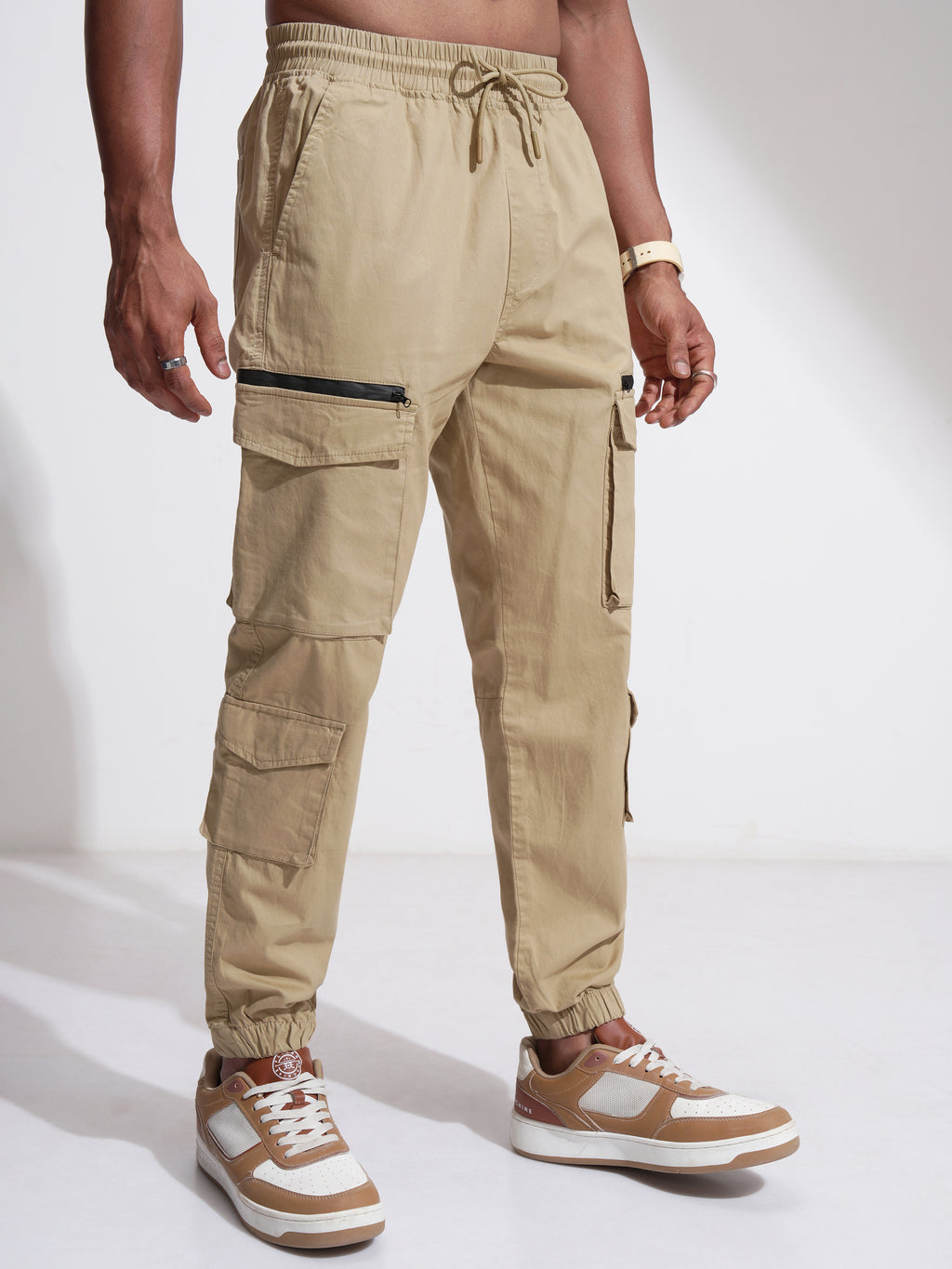 Highlander Men Brown Relaxed Fit Solid Cargo - Brown - Image 6
