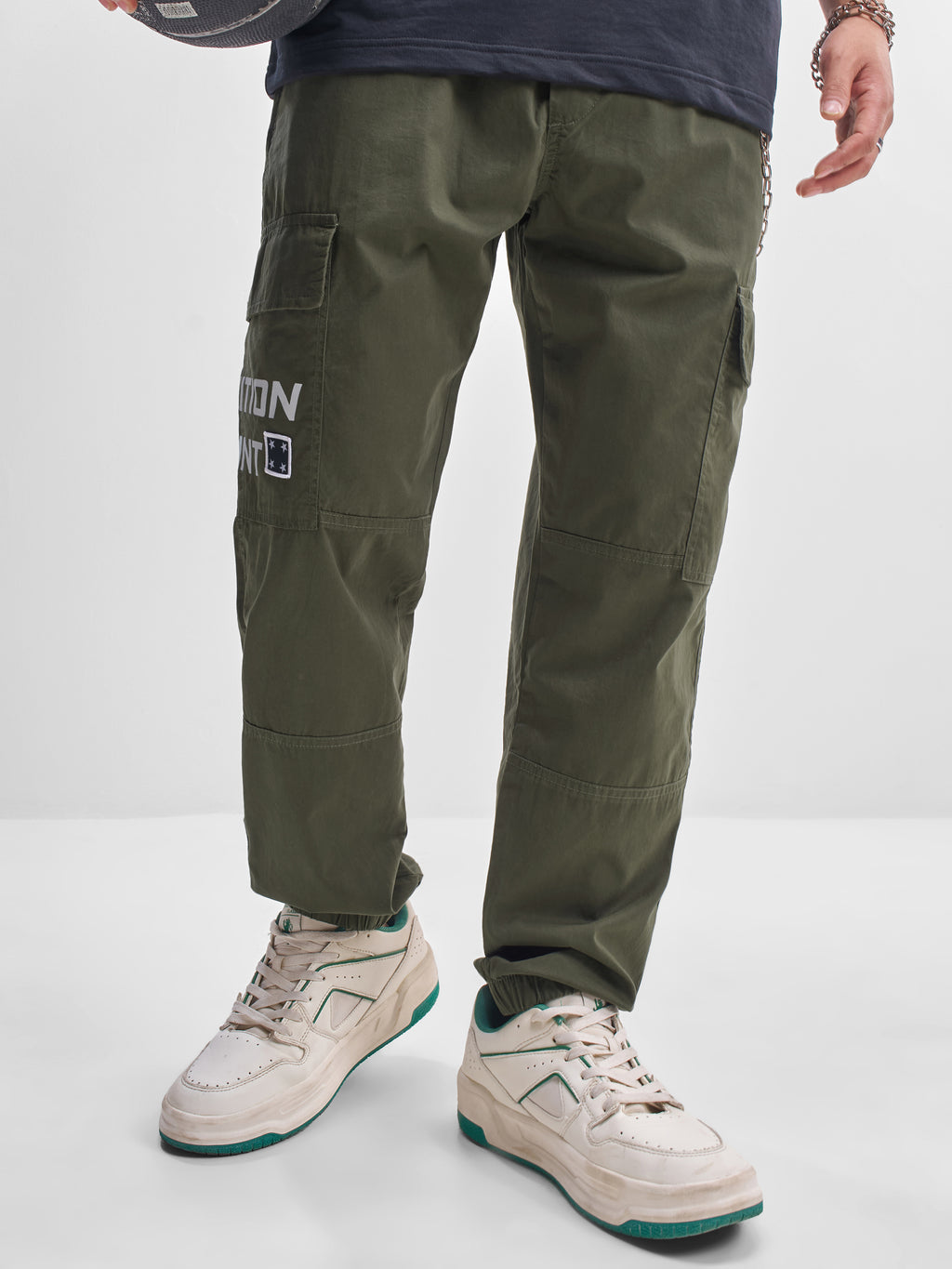Highlander Men Olive Relaxed Fit Printed Cargo - Olive - Image 6