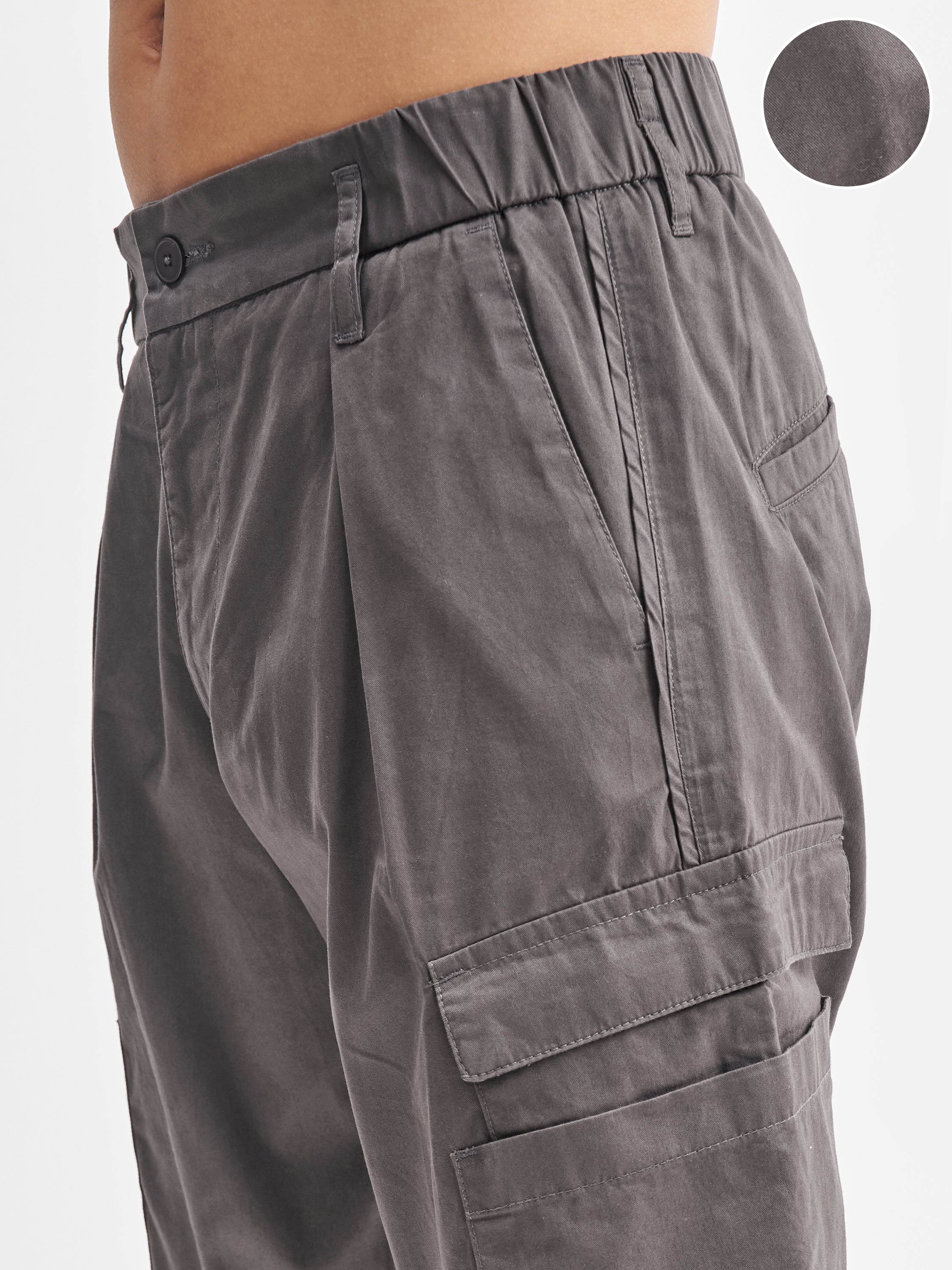 Highlander Men Grey Relaxed Fit Solid Cargo - Grey - Image 5