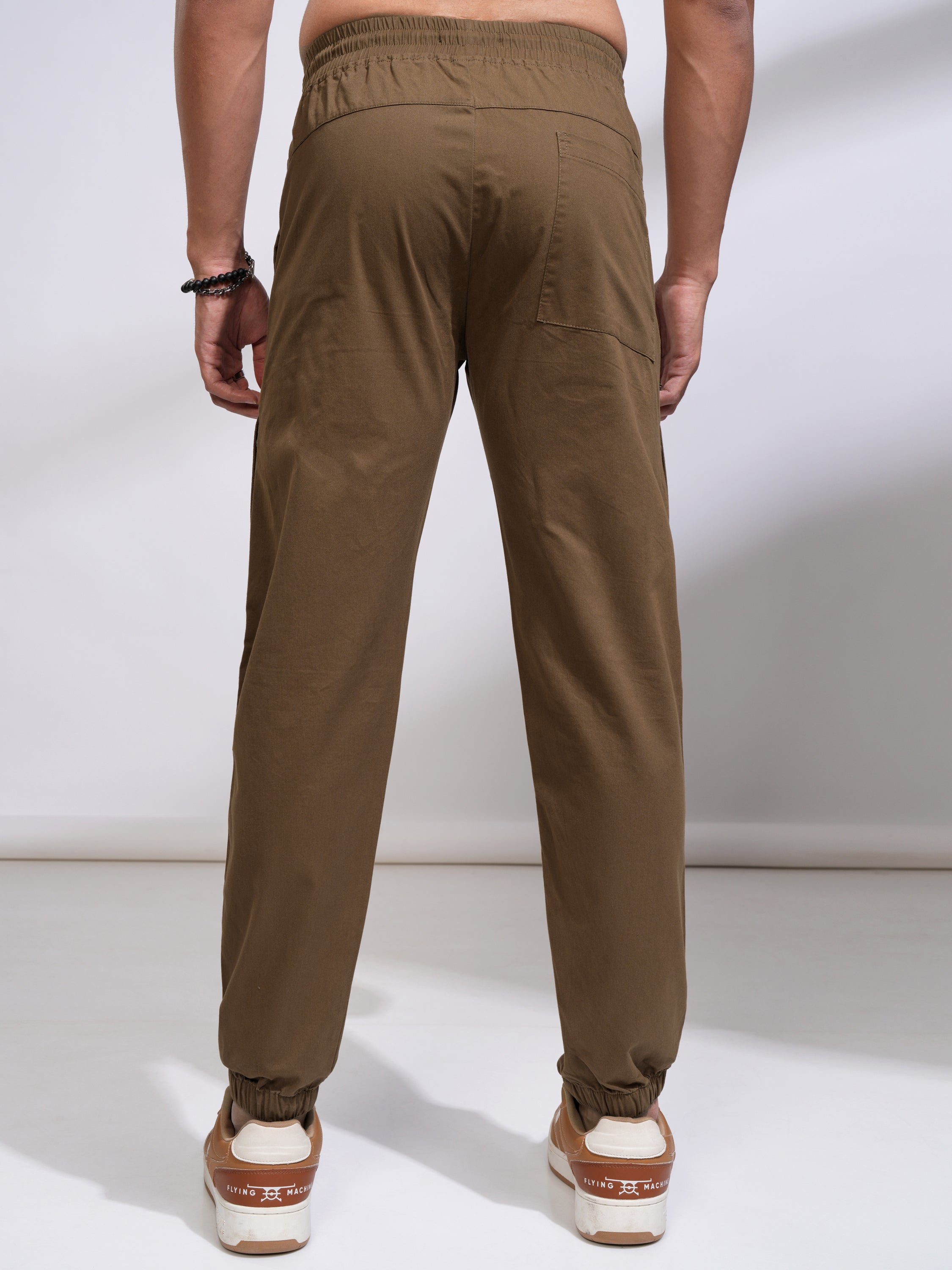 Highlander Men Brown Relaxed Fit Solid Joggers - Brown - Image 3